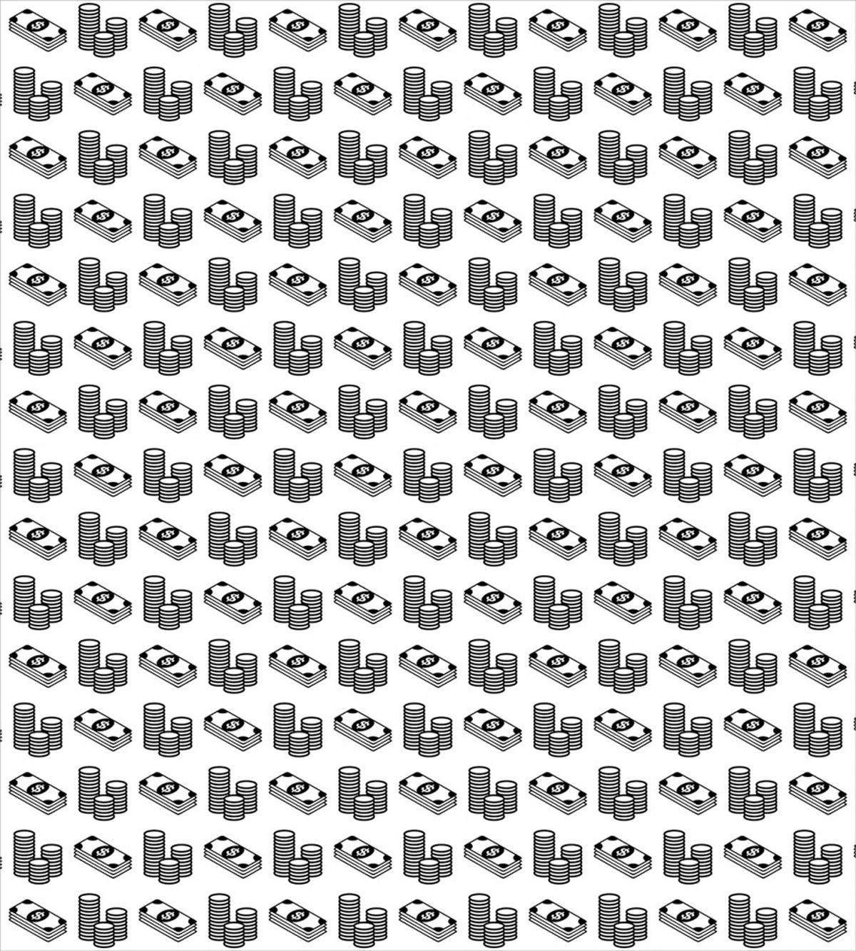 Stacked Coins and Bills — Pattern