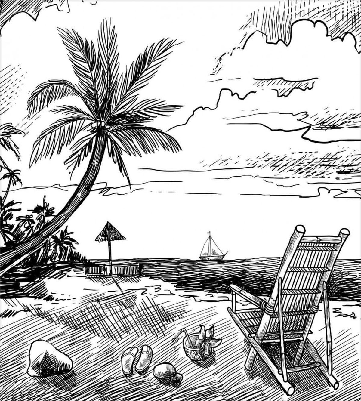 Beach Sketch with Chair Tree — Pattern
