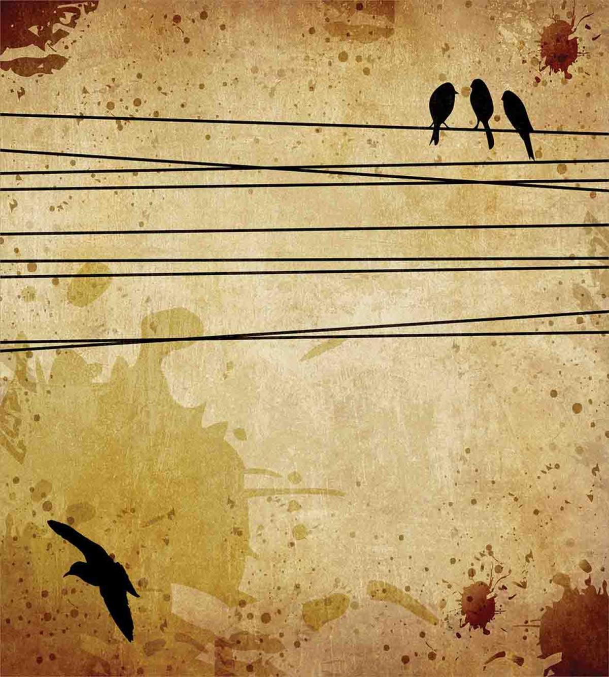 Birds on Cable Grunge — Pattern