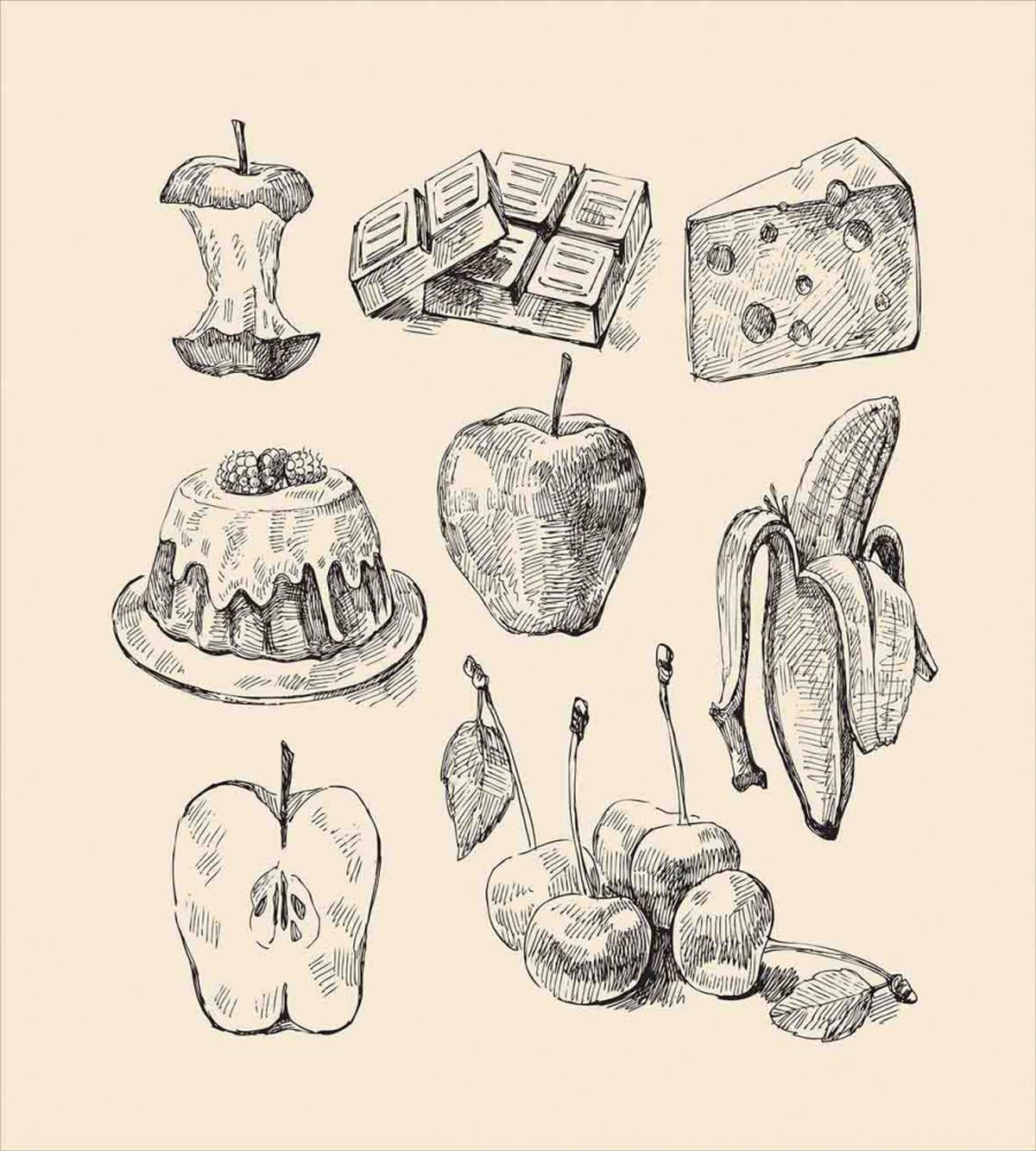 Hand-Drawn Sketch Meals — Pattern