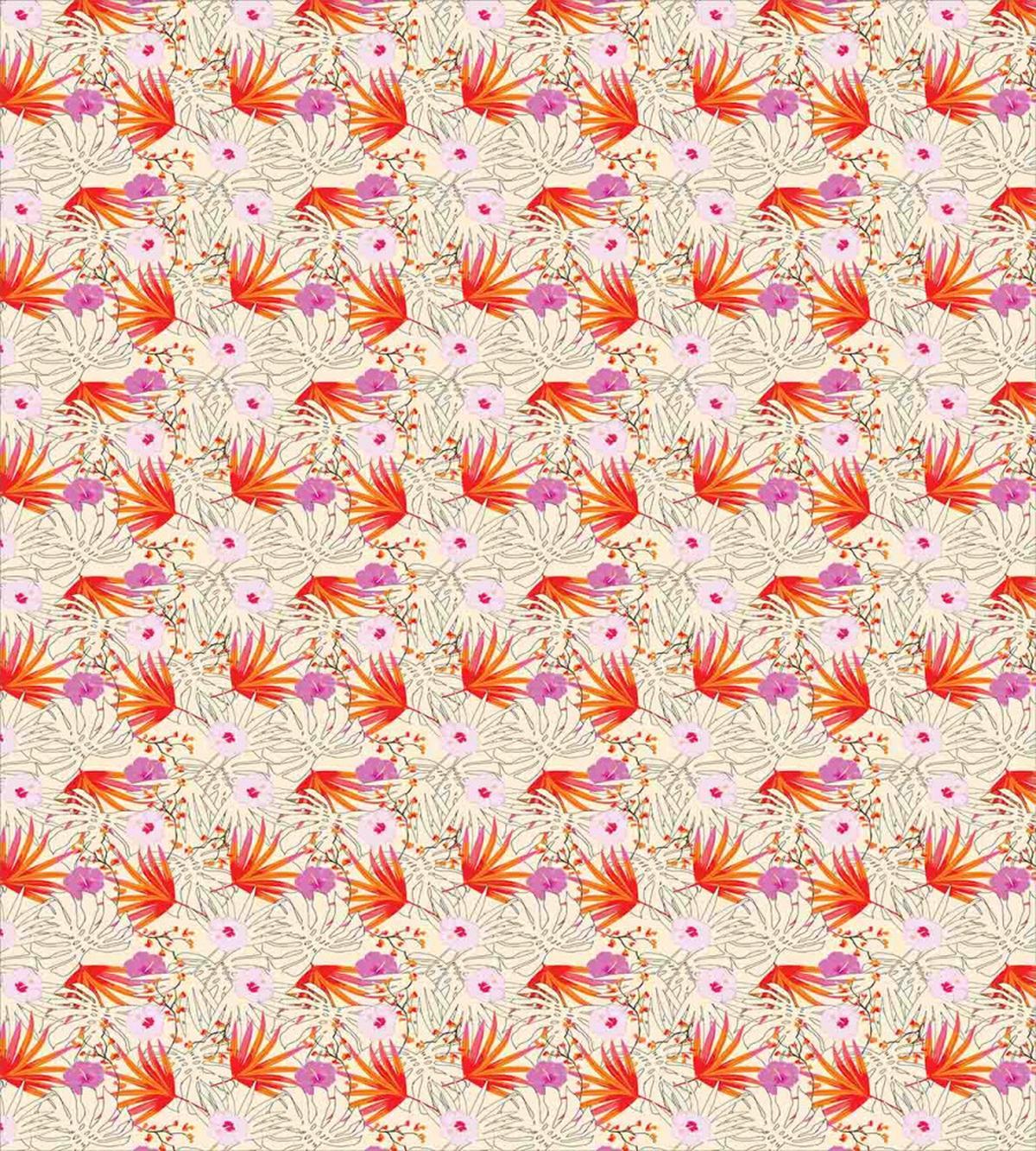 Plants and Hibiscus Flowers — Pattern