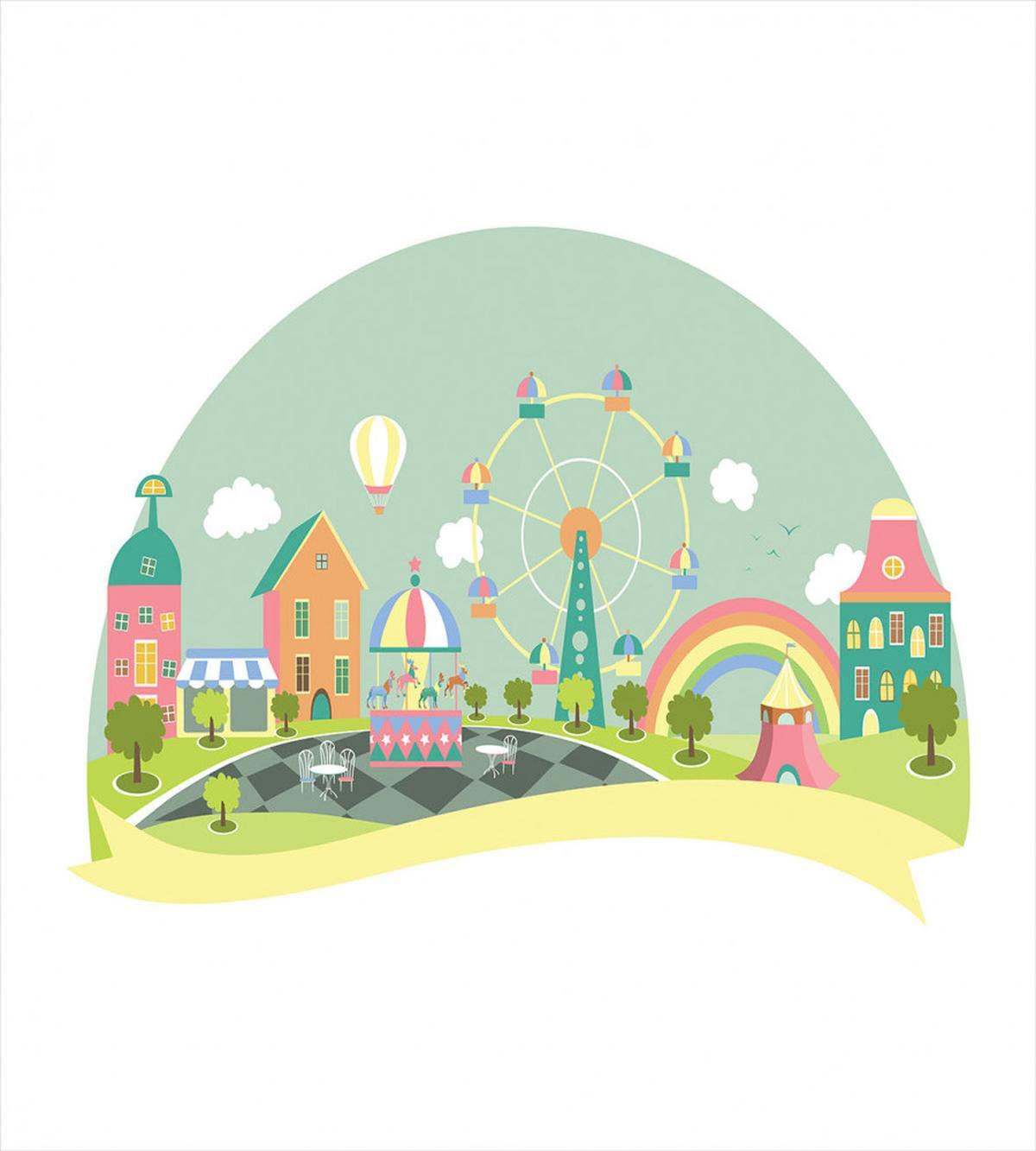 Amusement Park Cartoon Art — Pattern