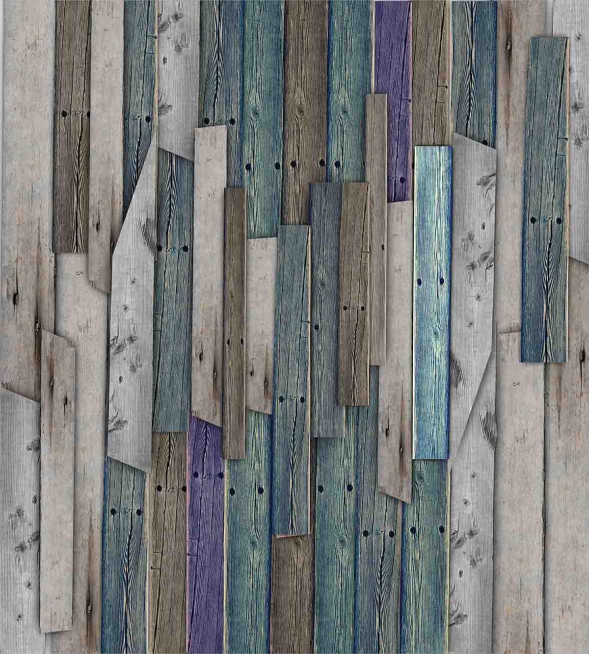 Blue Grey Planks Grunge — Pattern