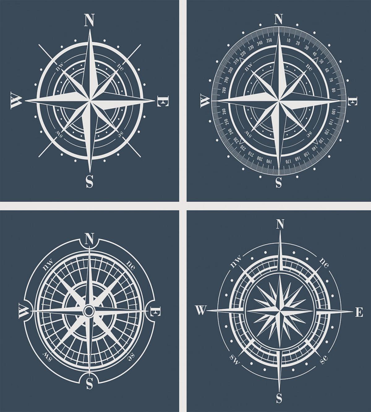 White Compass Design — Pattern