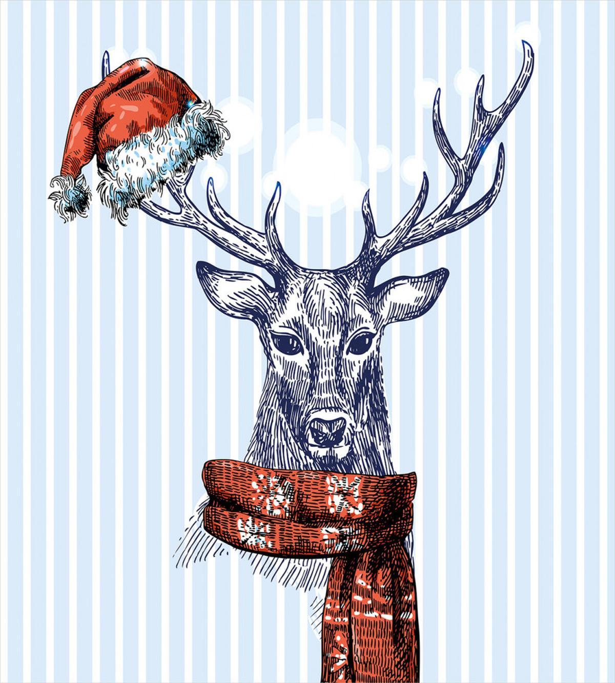 Deer Santa Head Scarf — Pattern