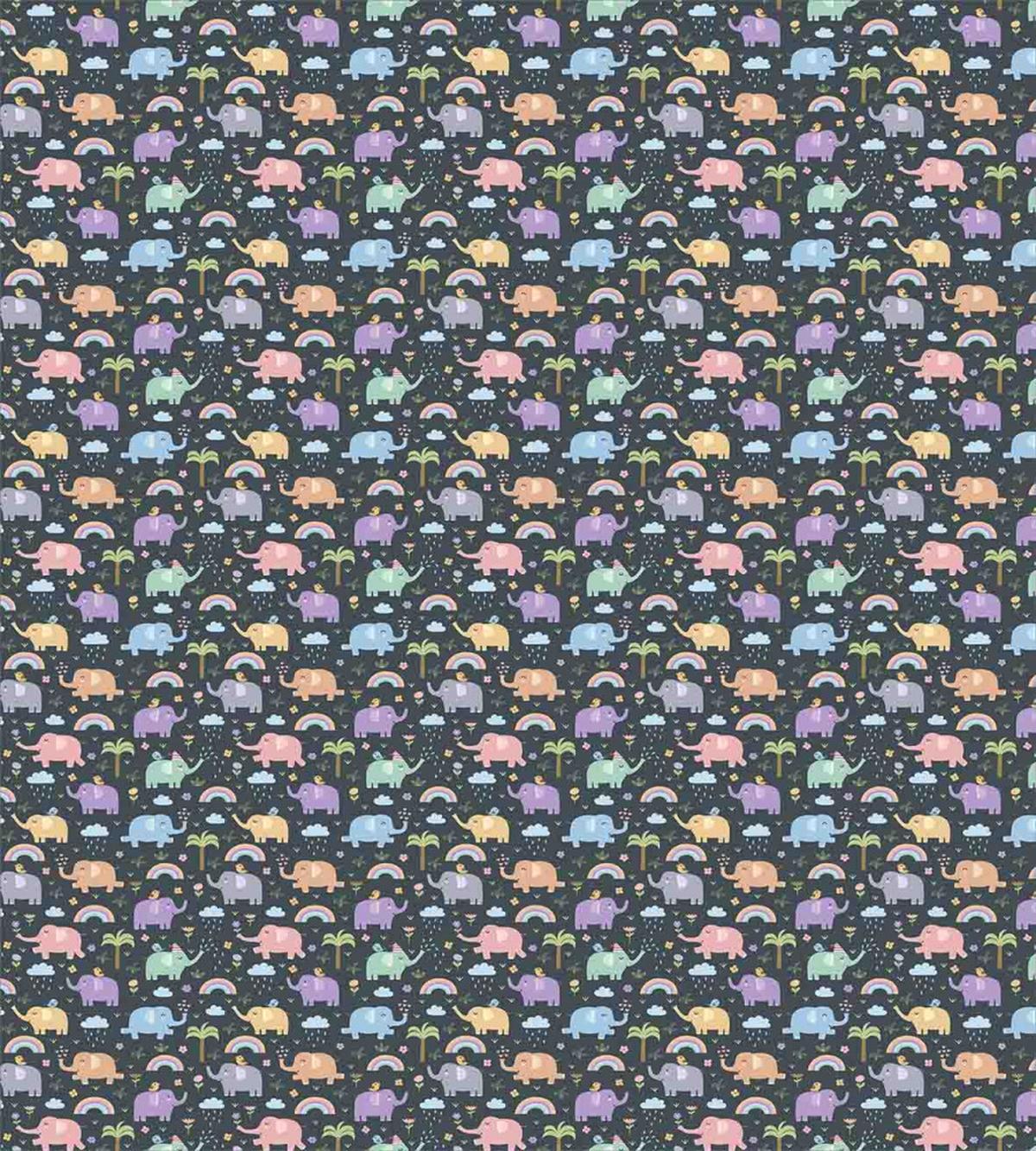 Colorful Elephants Birds — Pattern