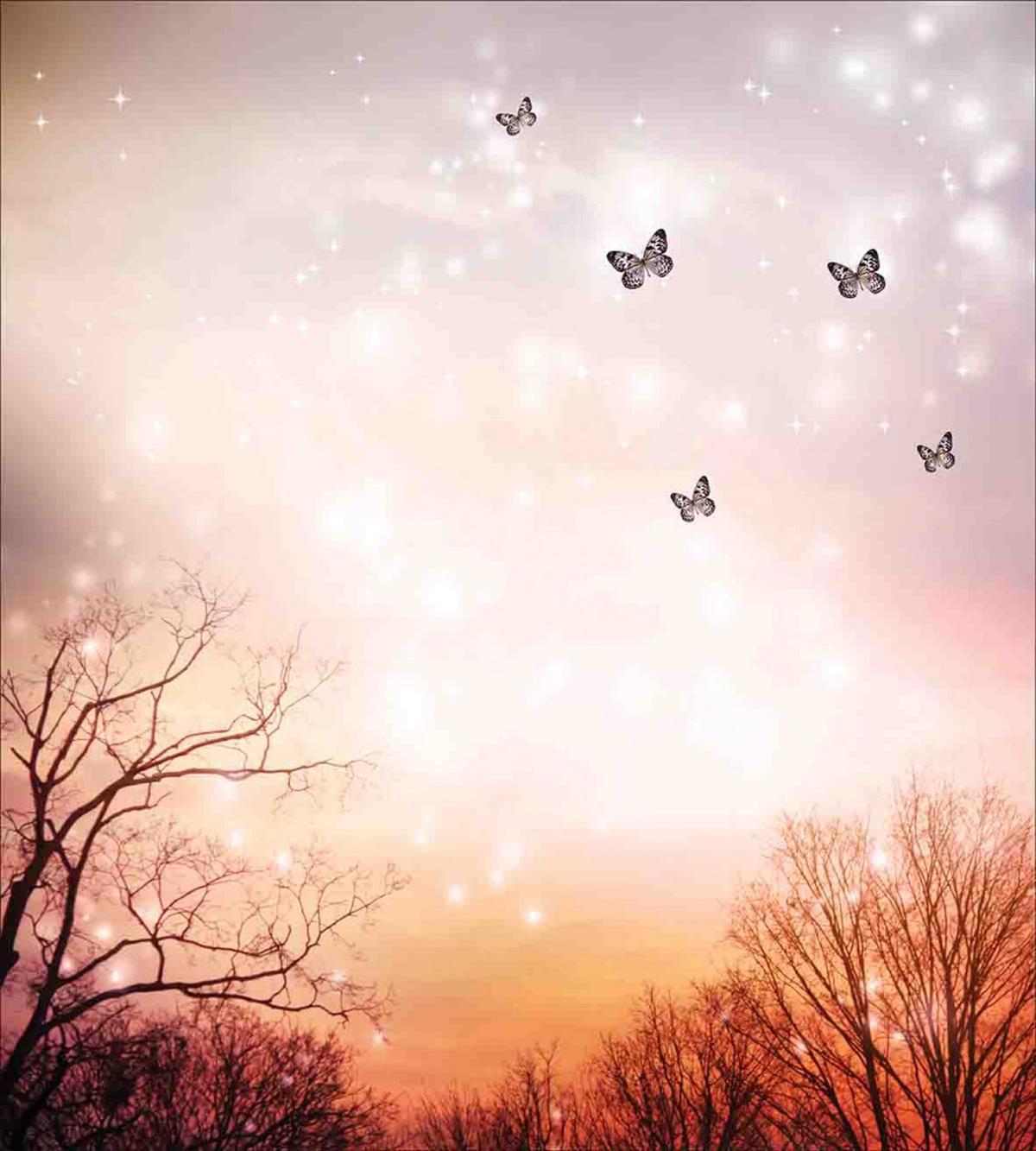 Butterflies Trees Sky — Pattern