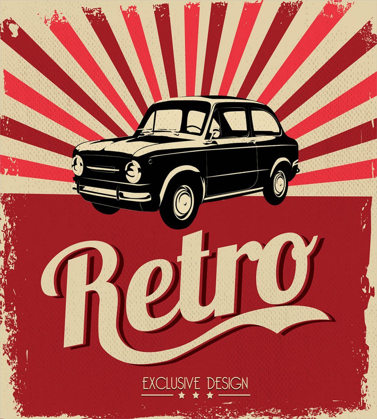 Retro Poster Style Vehicle — Pattern
