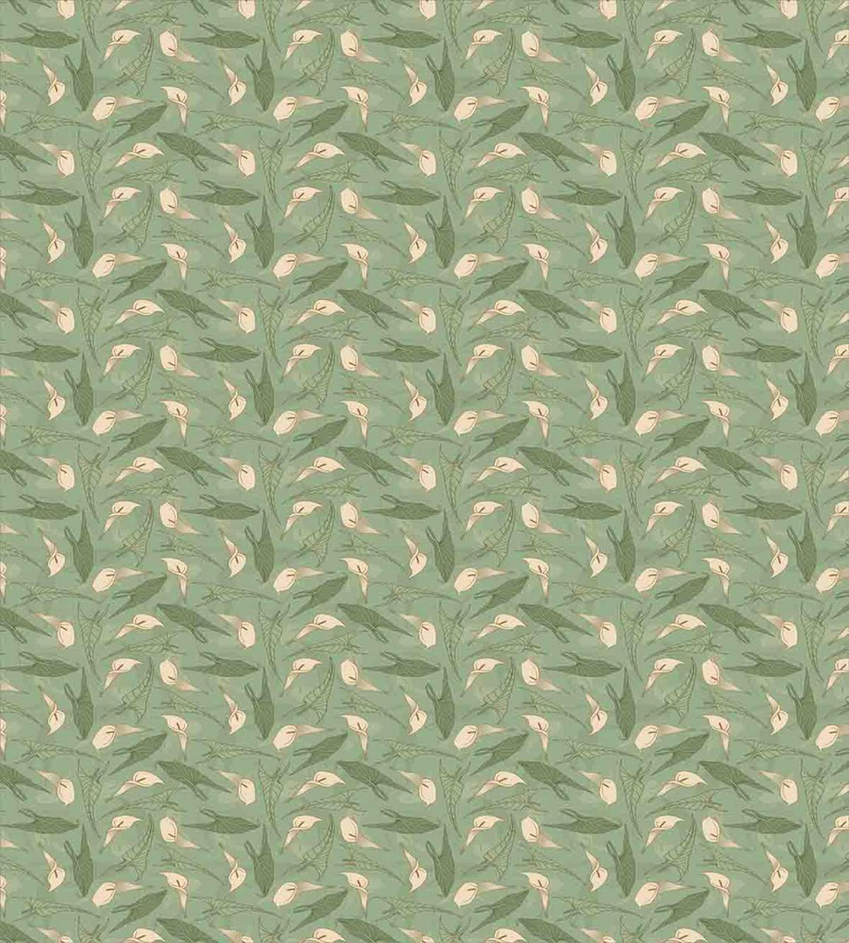 Calla Flowers Green Leaves — Pattern