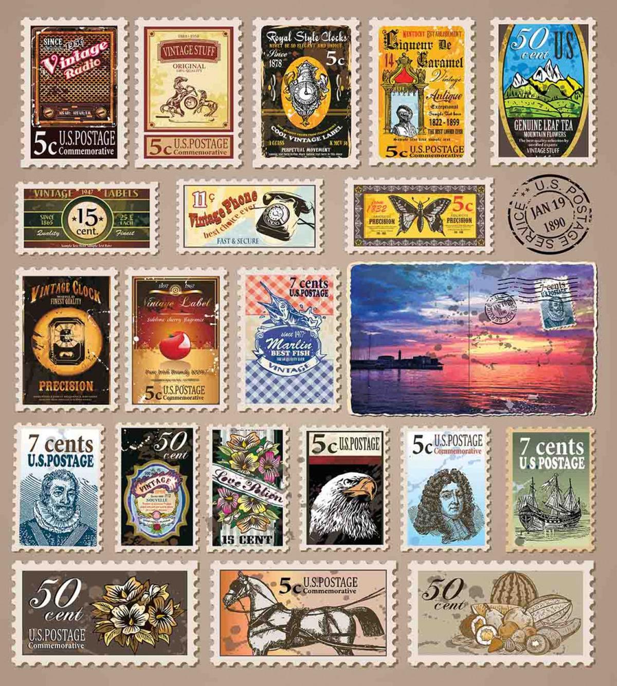 Traveler Tourist Stamps — Pattern