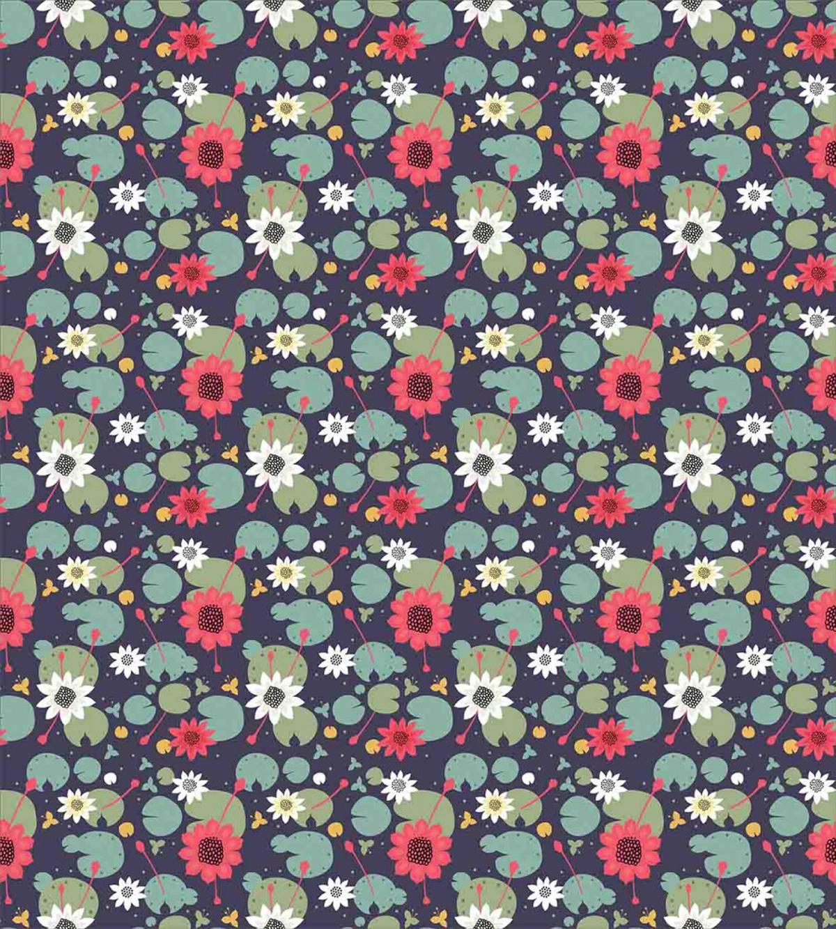 Water Lilies Lotus on a Pond — Pattern