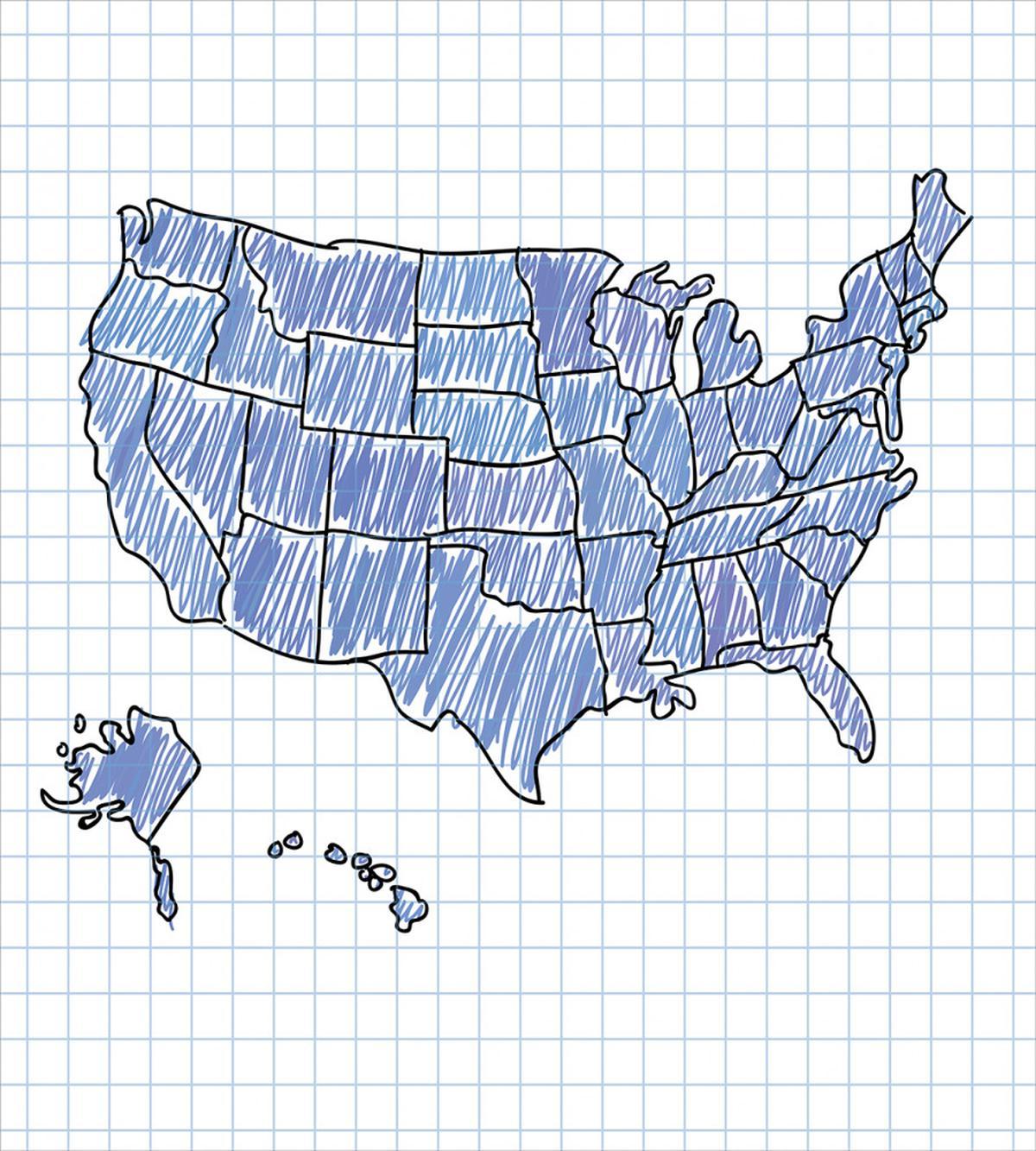Sketchy US Map Doodle Style — Pattern