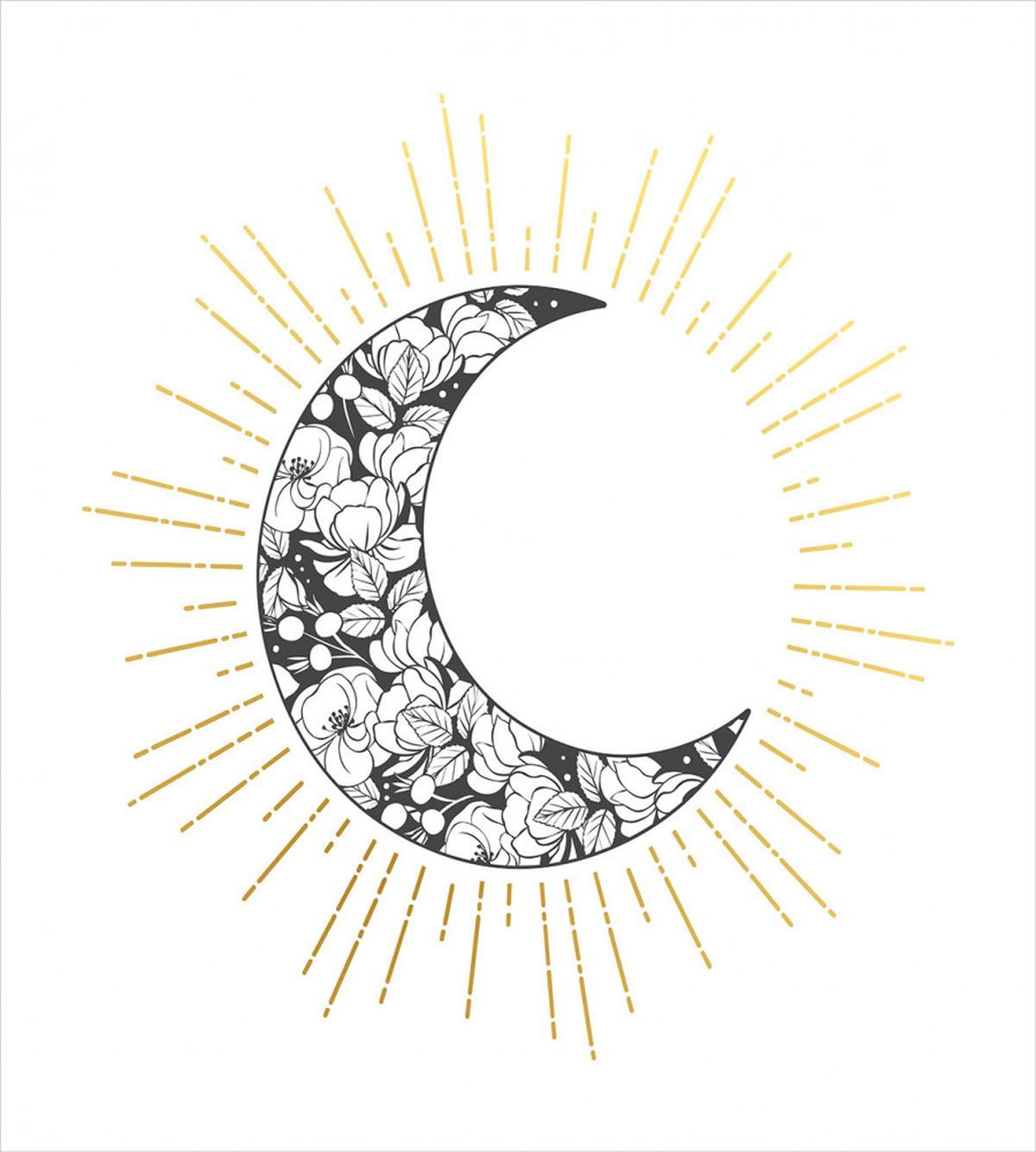 Crescent with Roses Art — Pattern