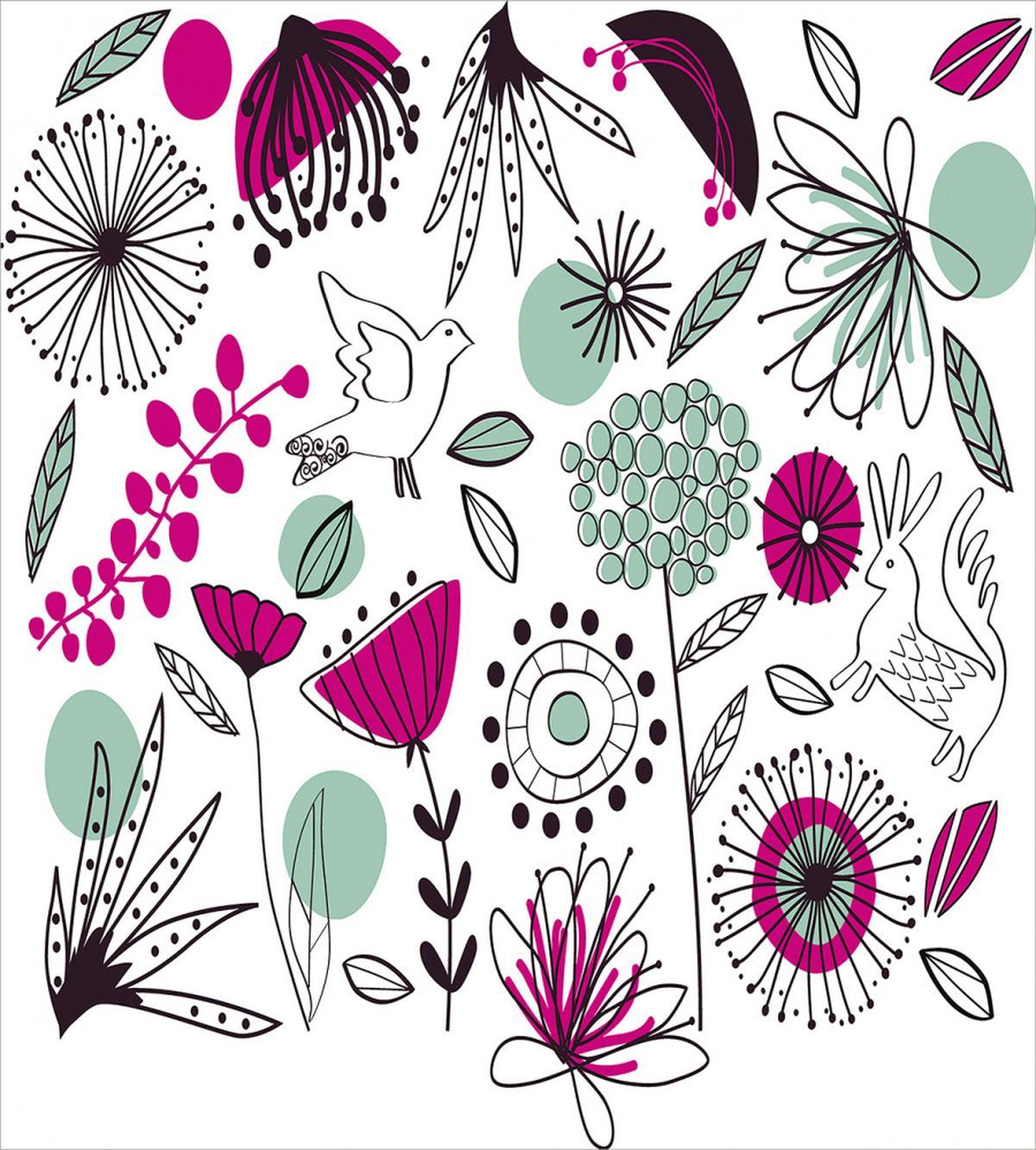 Doodle Flowers Animals — Pattern