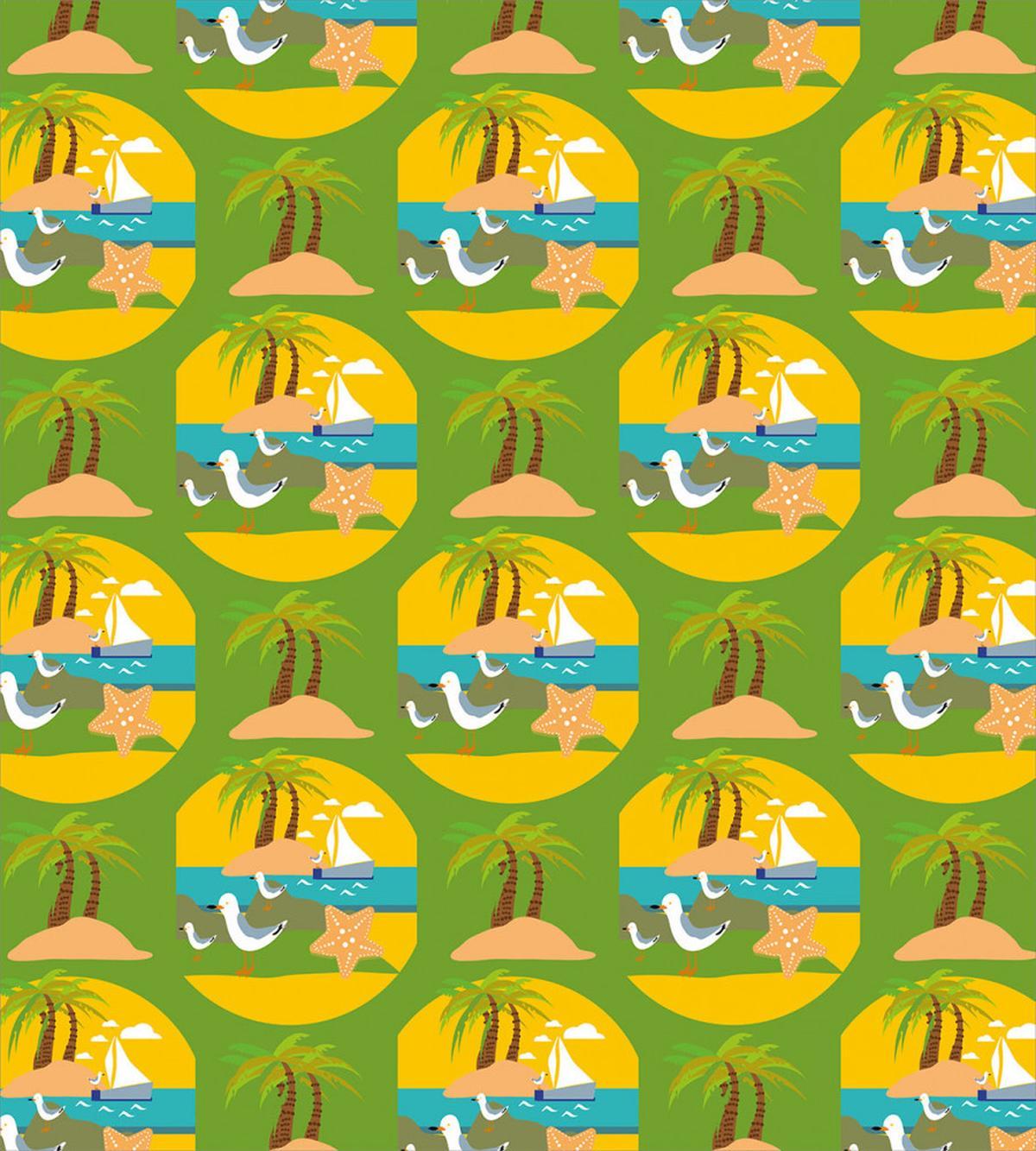 Sailing Boats Seagull Palms — Pattern