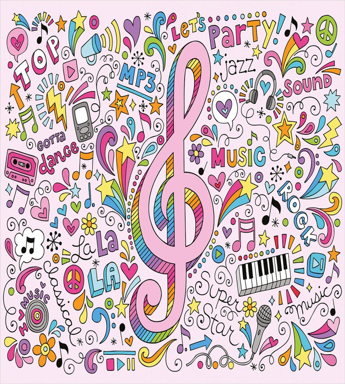 Music Clef Groovy Doodles — Pattern