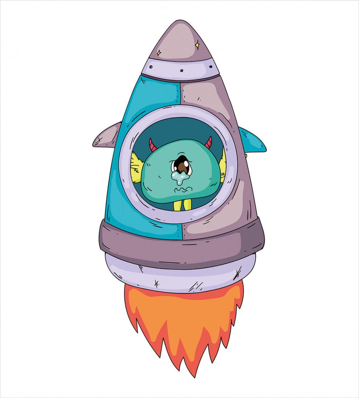 Sad Character in Space Rocket — Pattern
