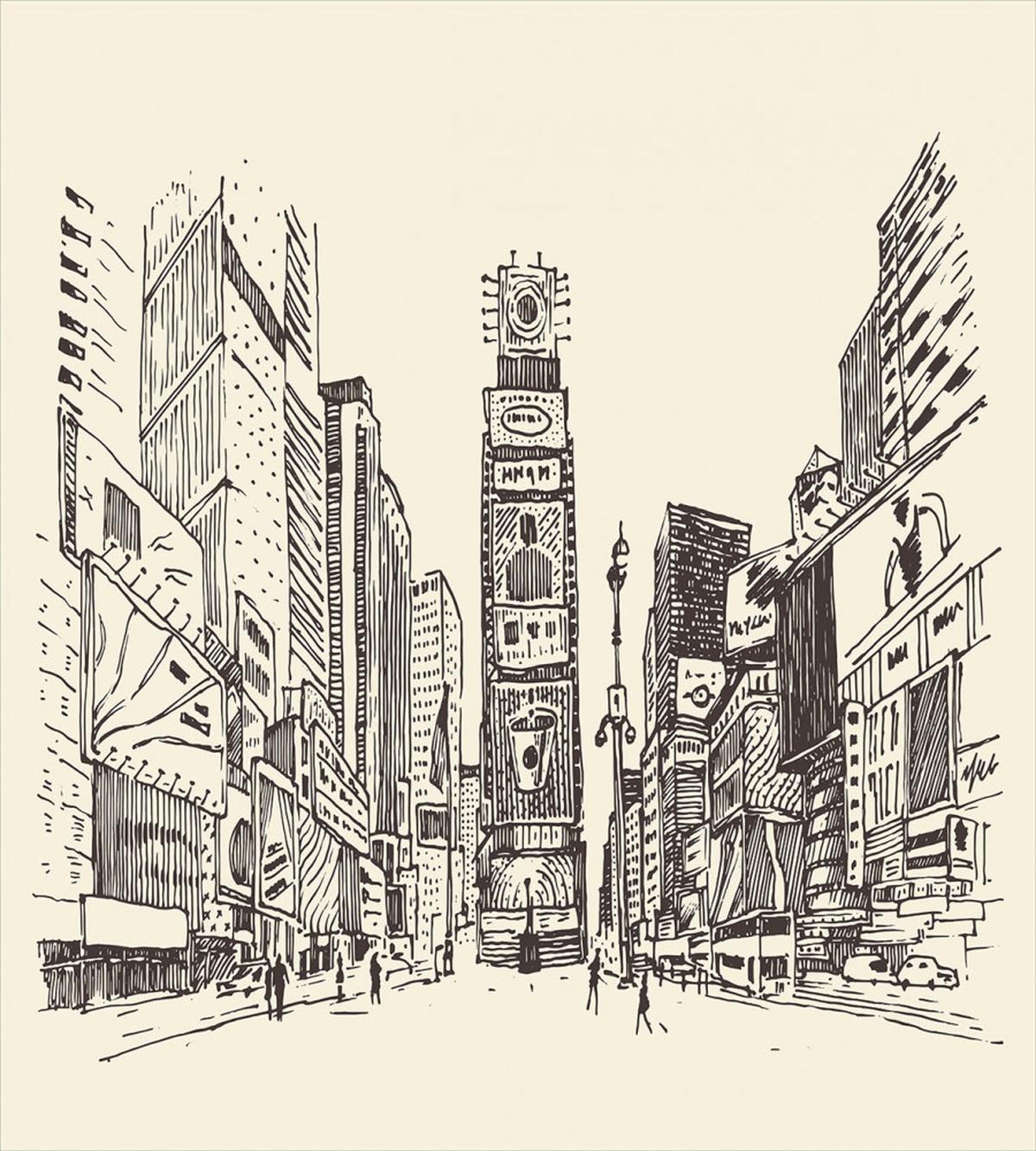 Times Square Sketch Urban View — Pattern