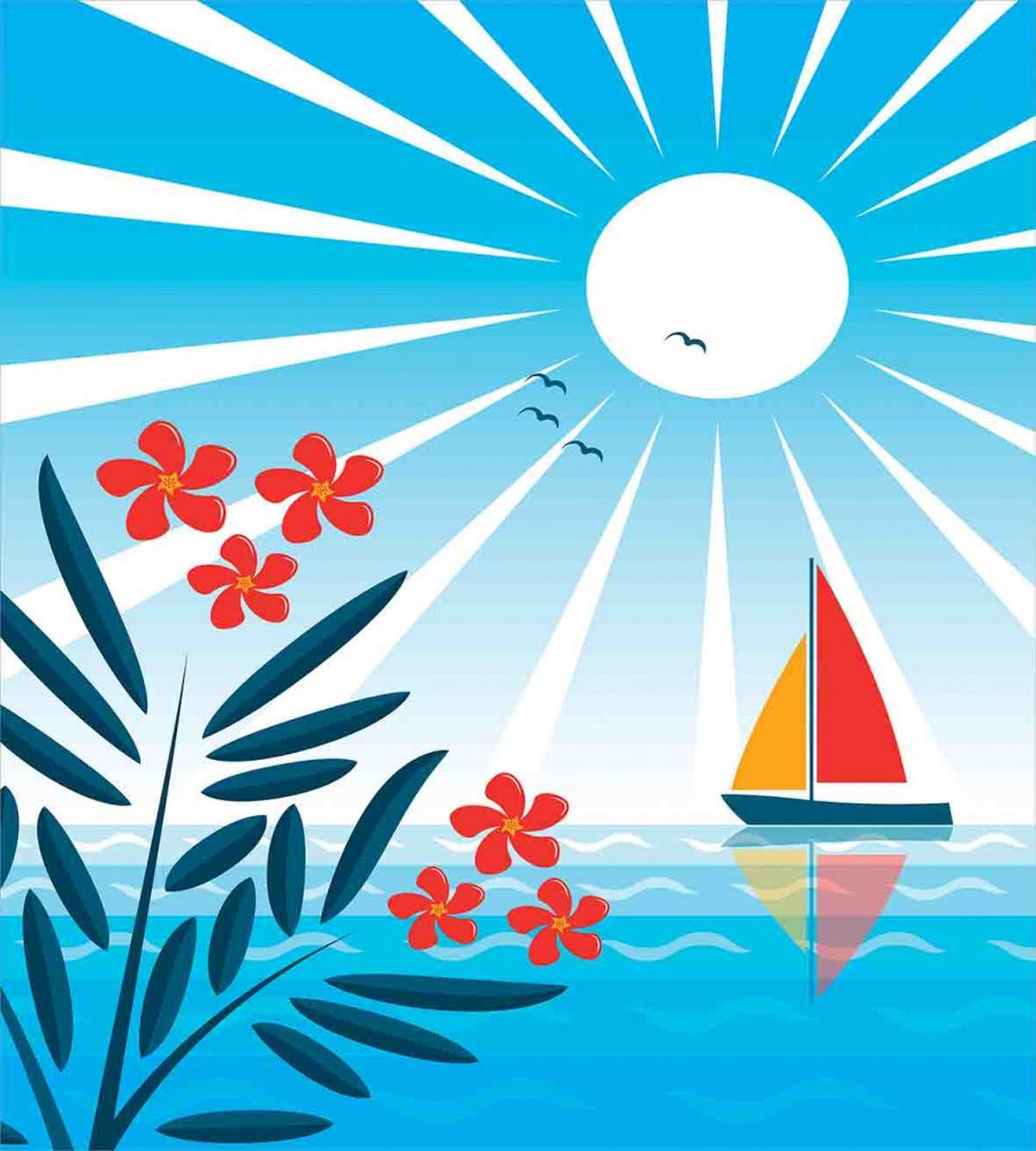 Oleanders and Sailboat — Pattern