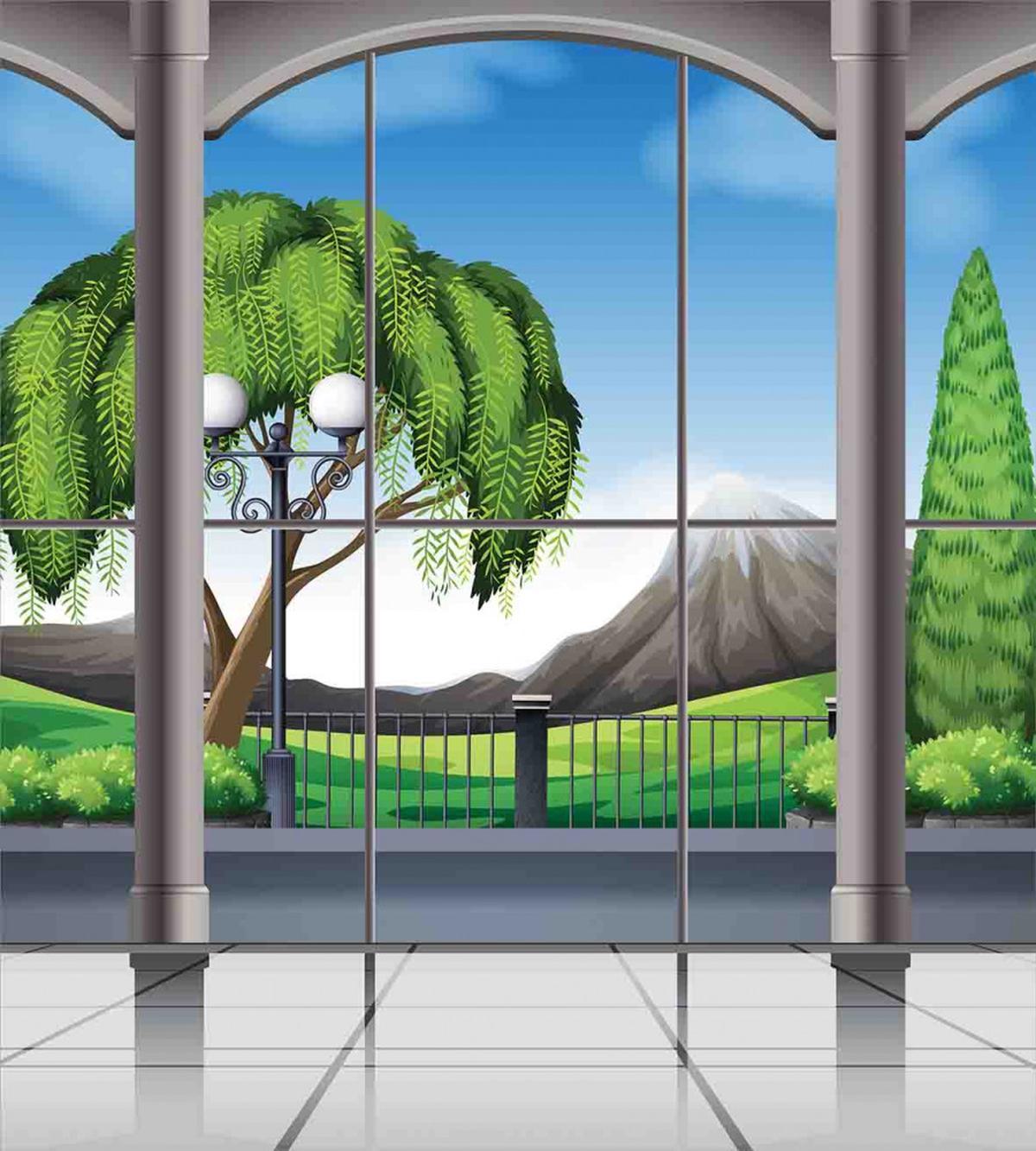 Window View Mountains — Pattern