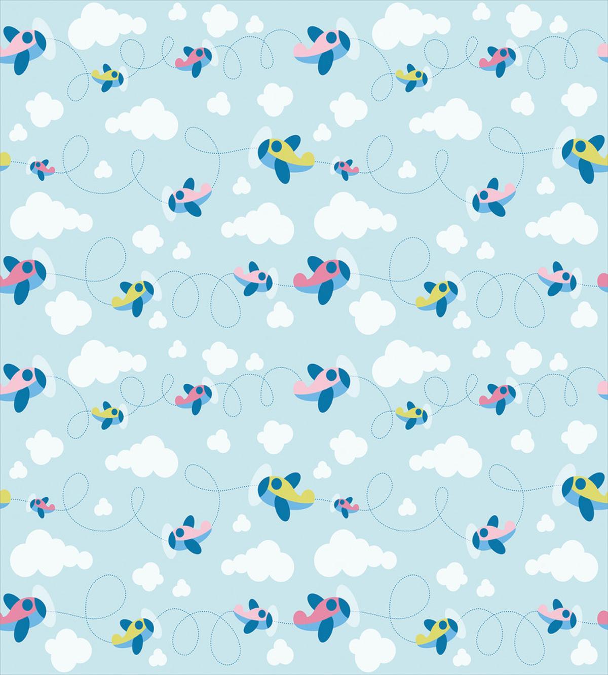 Cartoon Sky Planes Clouds — Pattern