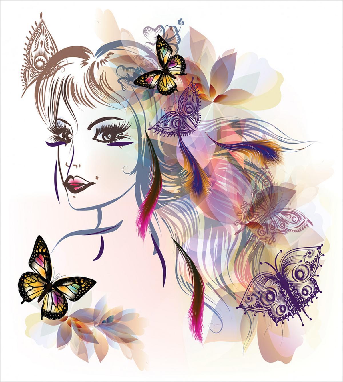 Butterflies with Girl — Pattern