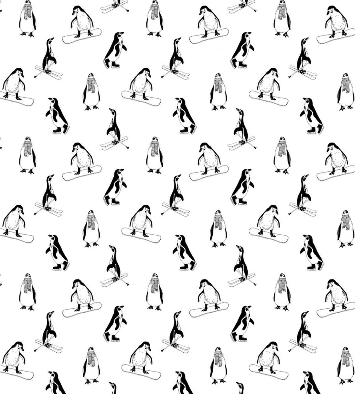 Skiing Penguins in Scarves — Pattern