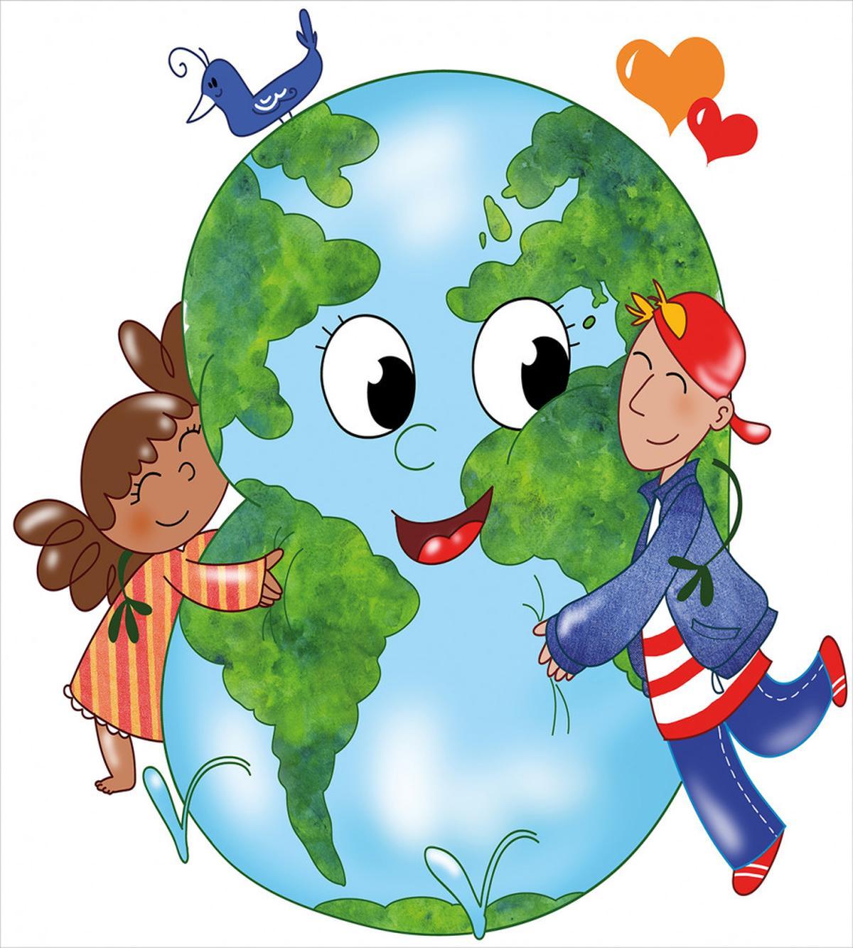 Kids Hugging Planet — Pattern