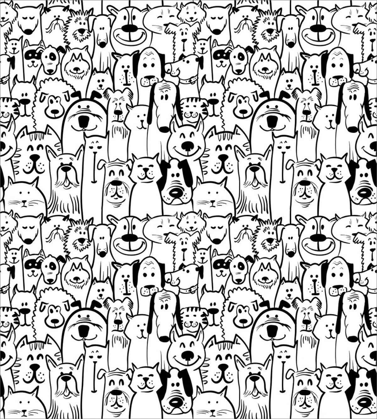 Dogs and Cat Composition — Pattern