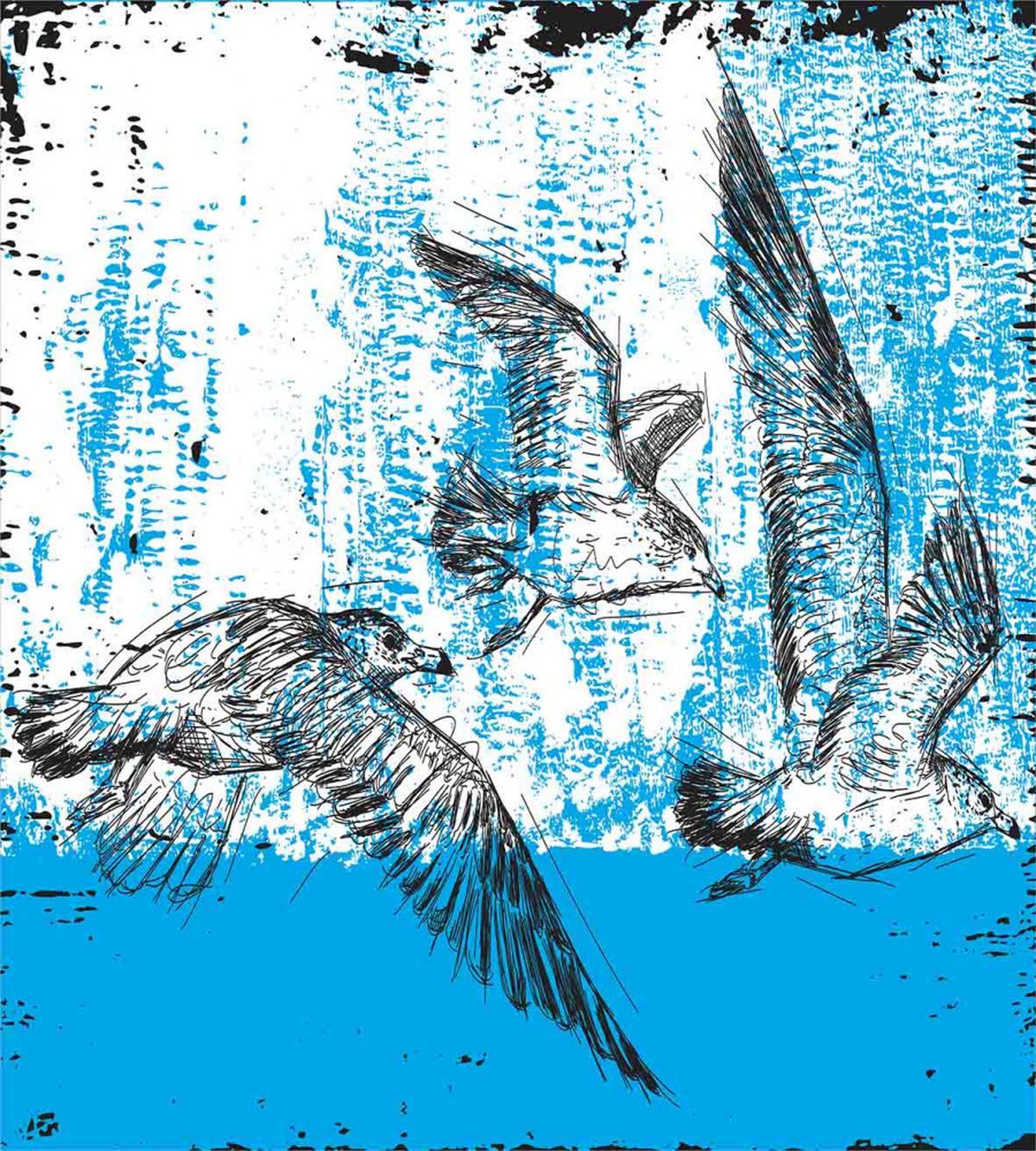 Seagull Grunge Doodle — Pattern