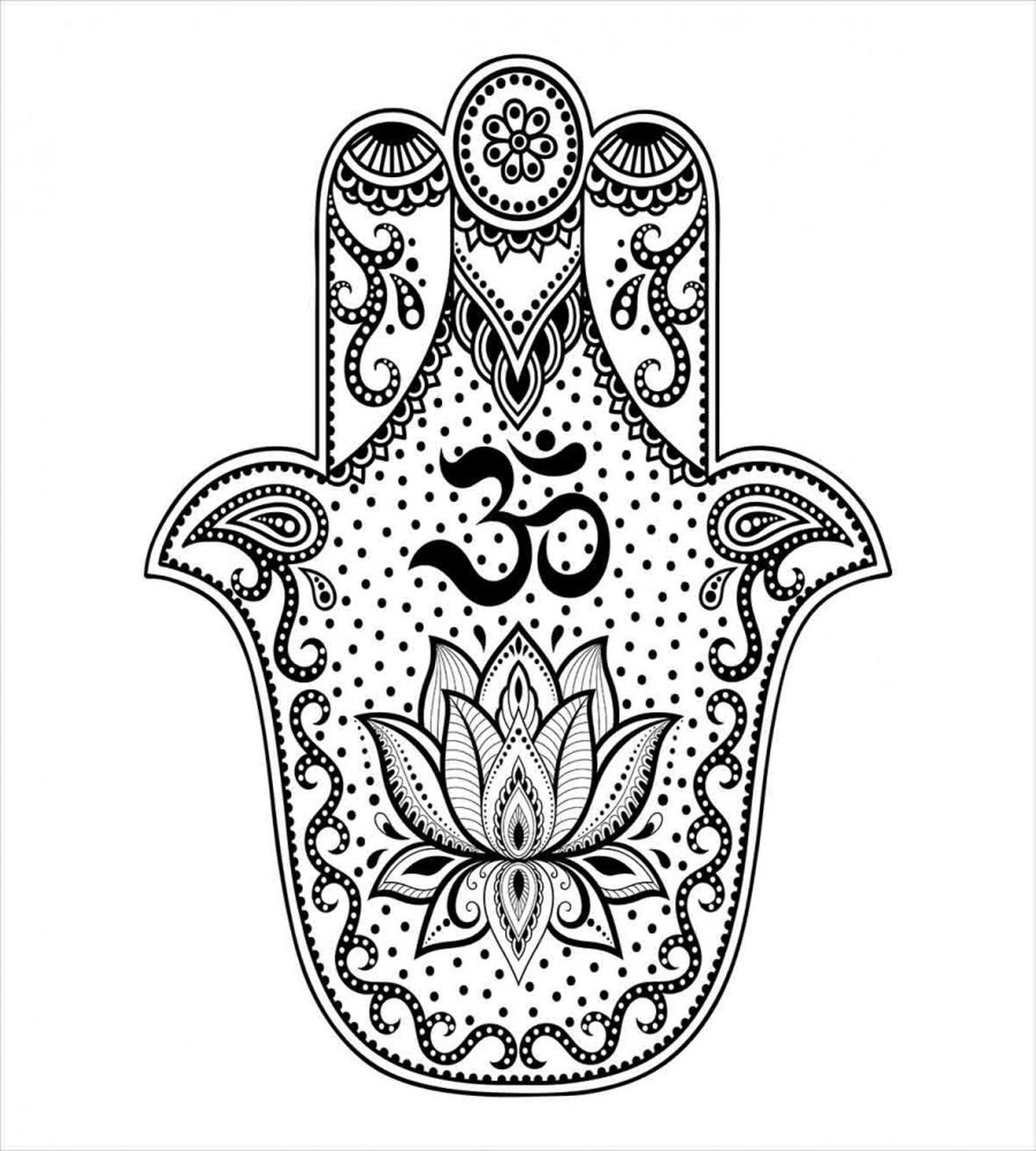 Oriental Curlicues Lotus — Pattern