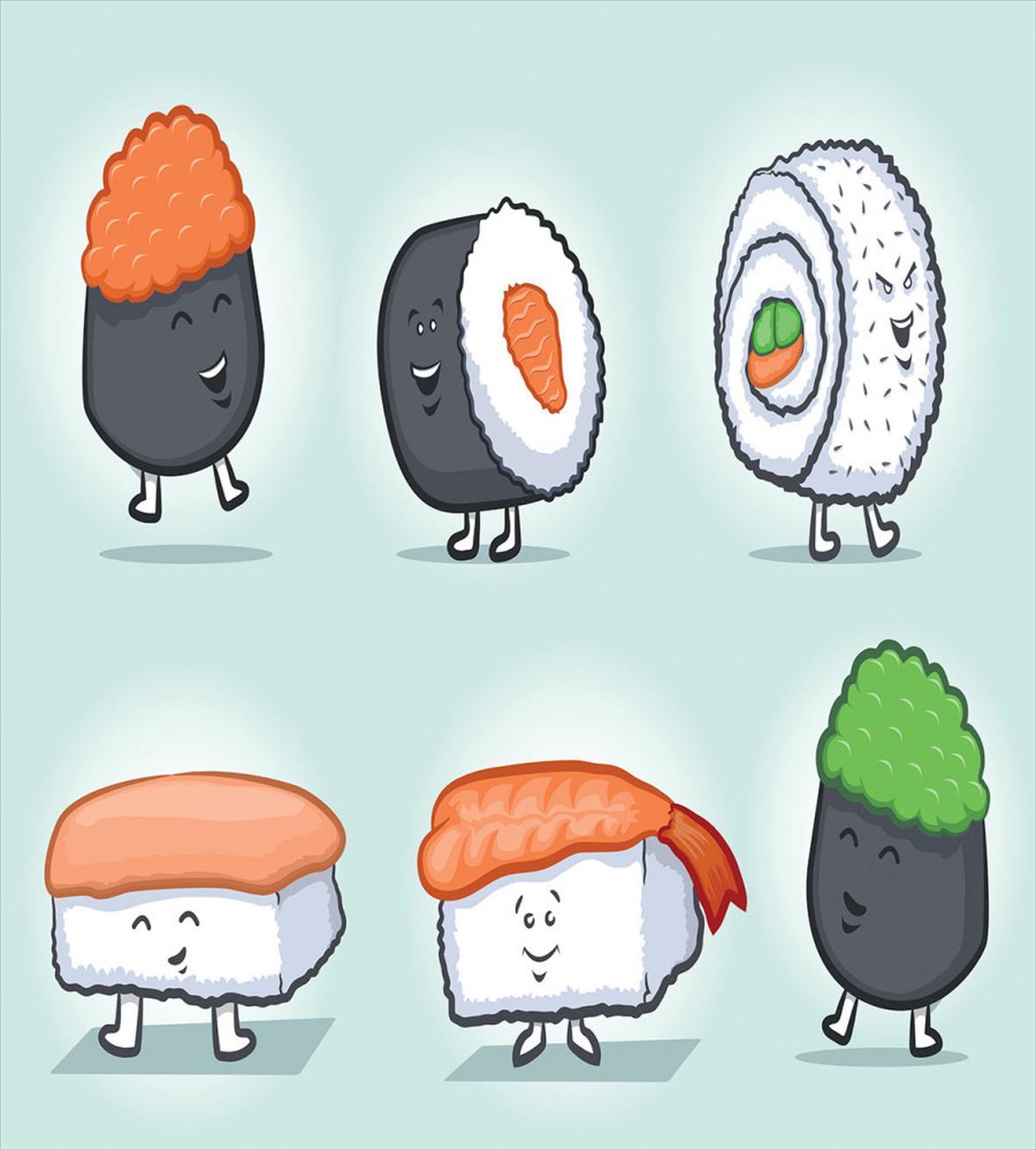 Funny Happy Sushi Characters — Pattern