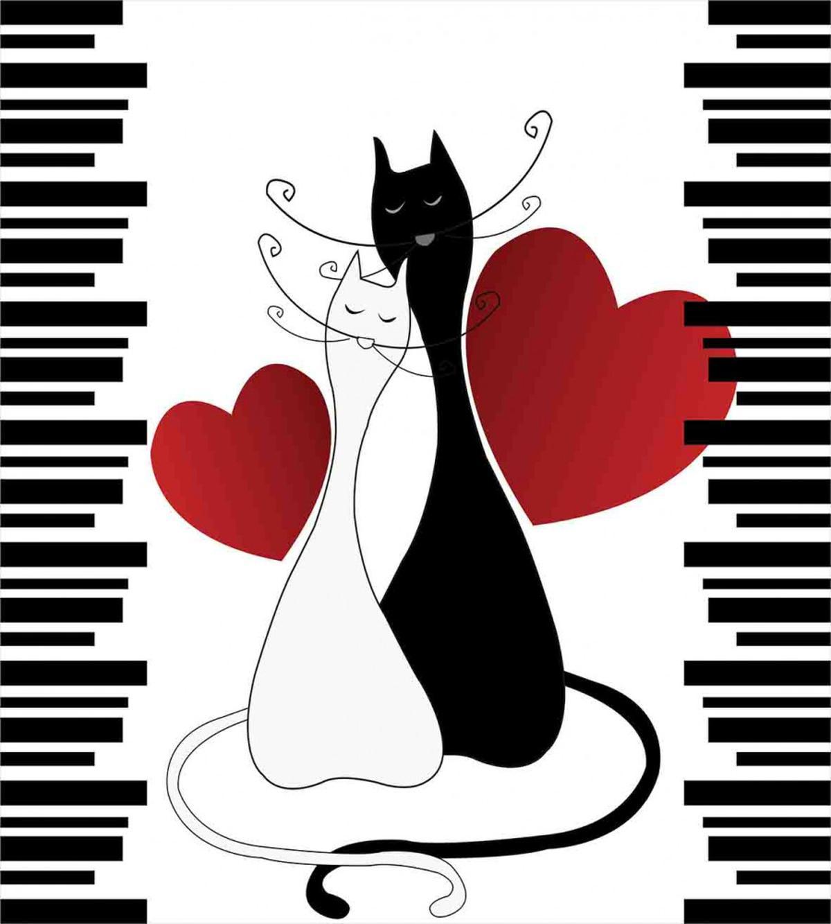 Romantic Couple Pet Kitten — Pattern