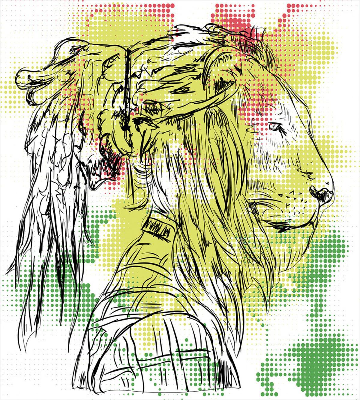 Sketchy Lion Head Digital — Pattern