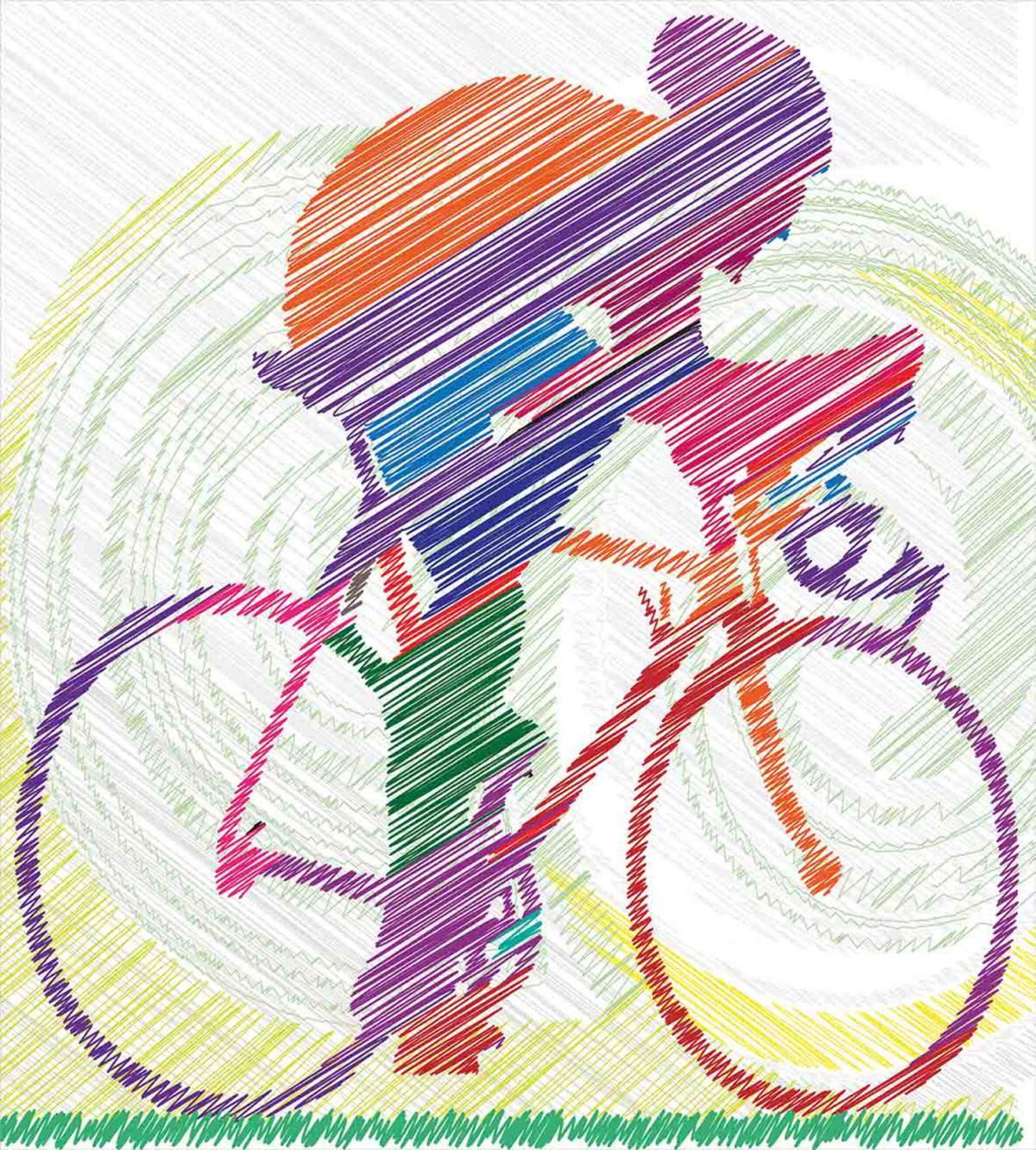 Cycling Man on Bike — Pattern