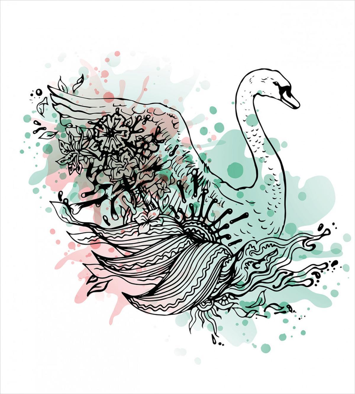 Sketchy Swan Watercolors — Pattern
