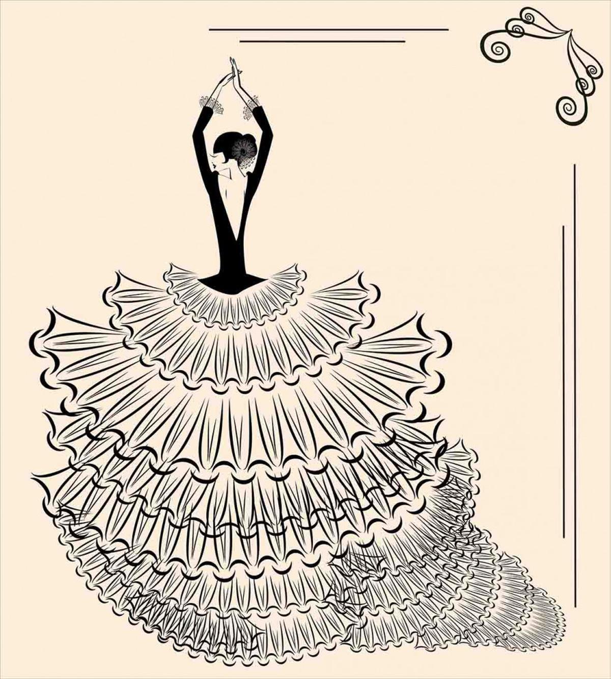 Back View Flamenco Lady — Pattern