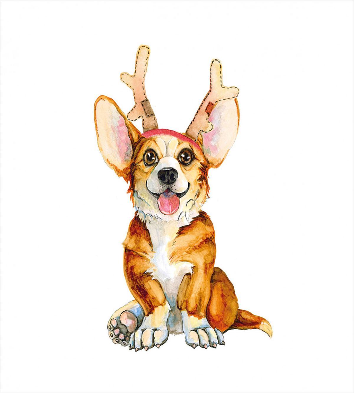 Corgi Dog with Deer Antlers — Pattern