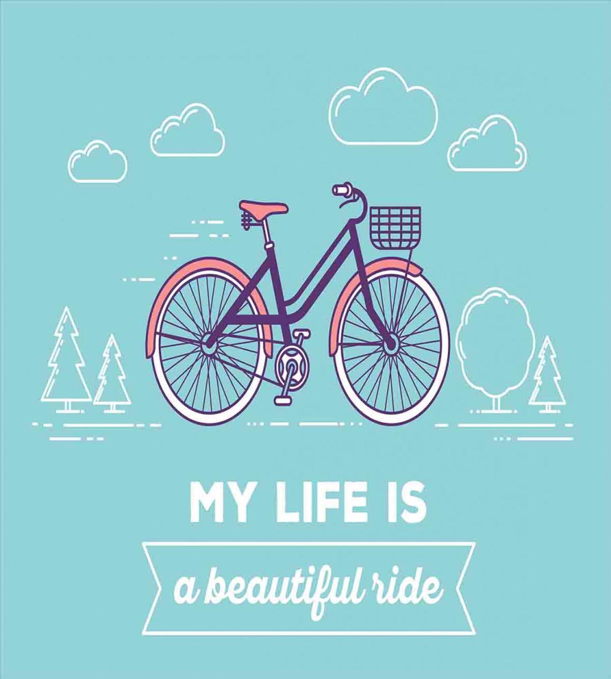 Retro Pastel Bike with Text — Pattern
