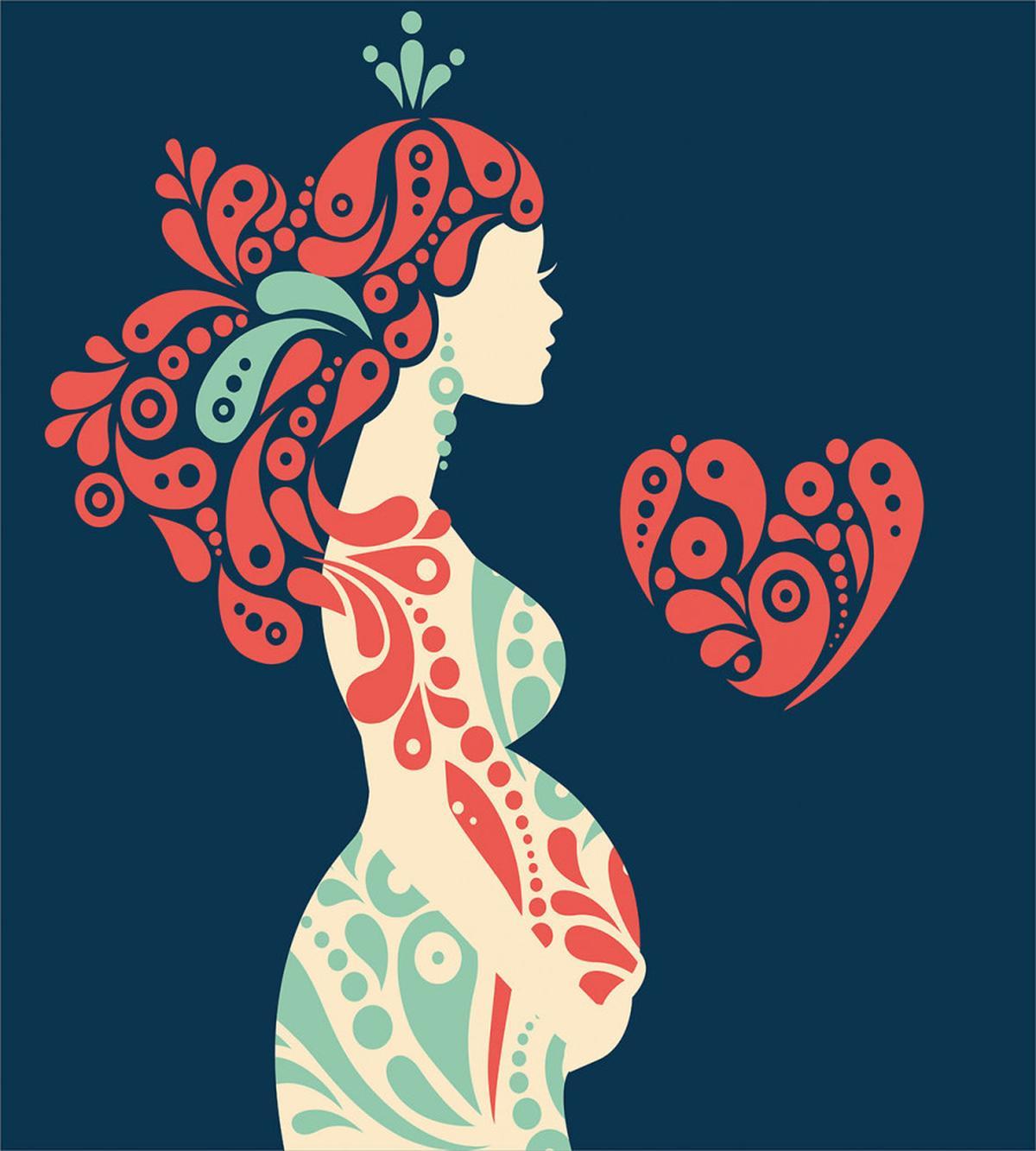 Pregnant Woman and Heart — Pattern