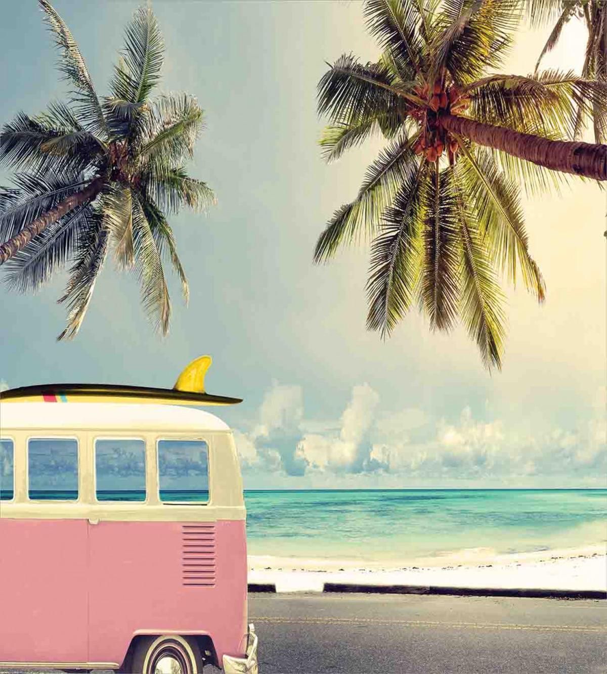 Retro Minivan on Beach — Pattern
