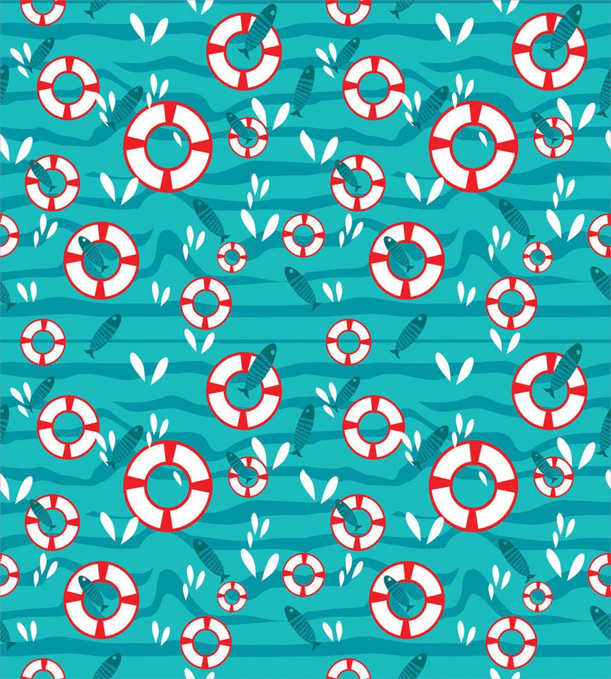 Waves Fish on Sea Ocean — Pattern