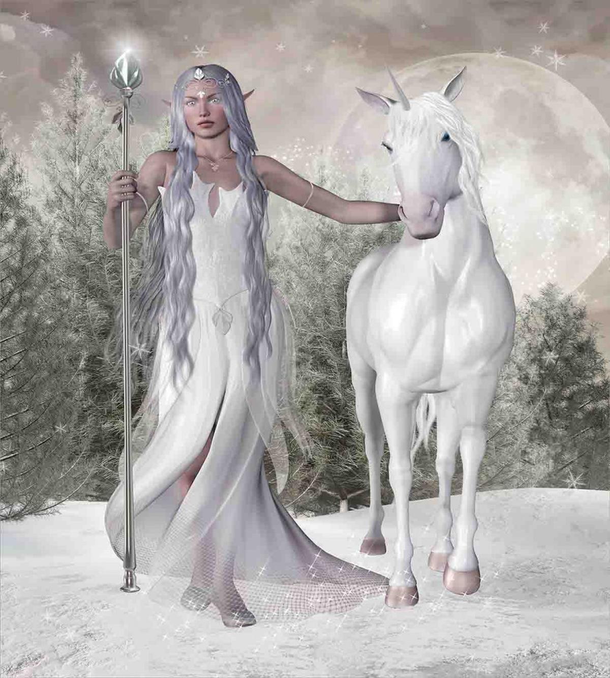 Elf Holdng Mace and Horse — Pattern