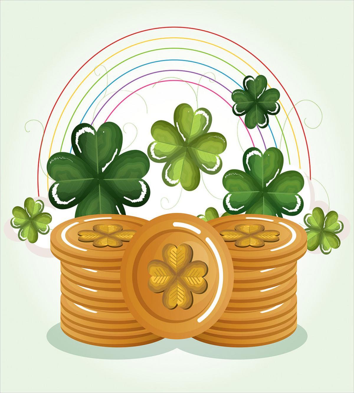 Coins Shamrocks and Rainbow — Pattern