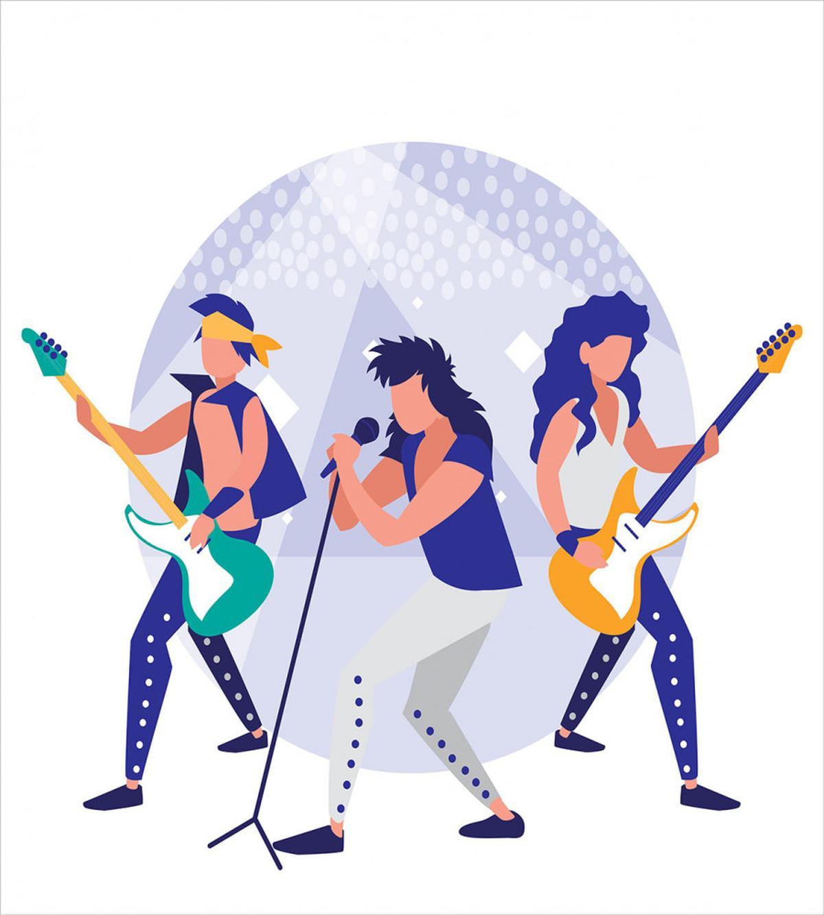 Band Playing Guitars — Pattern