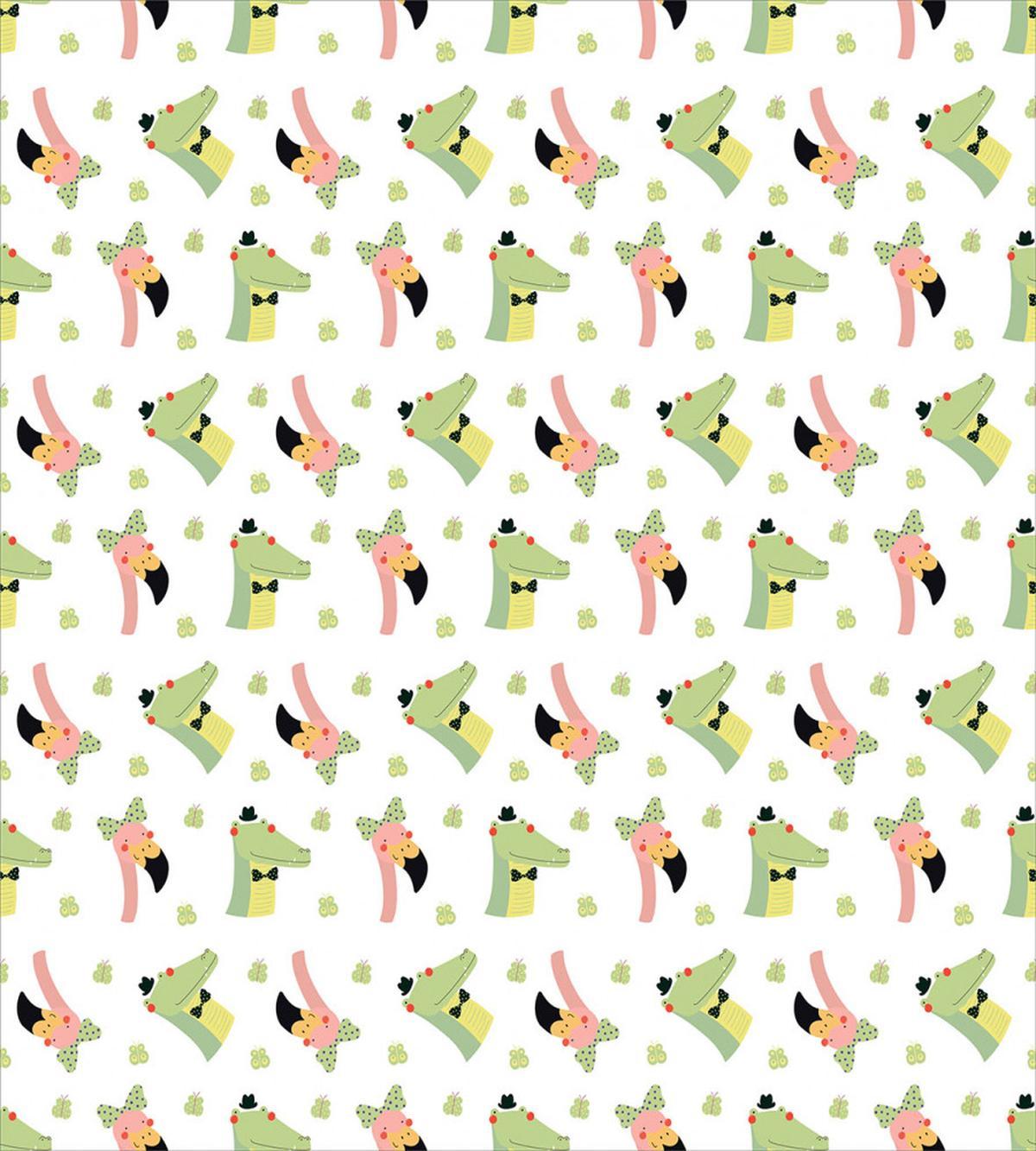 Crocodile Flamingo Doodle — Pattern