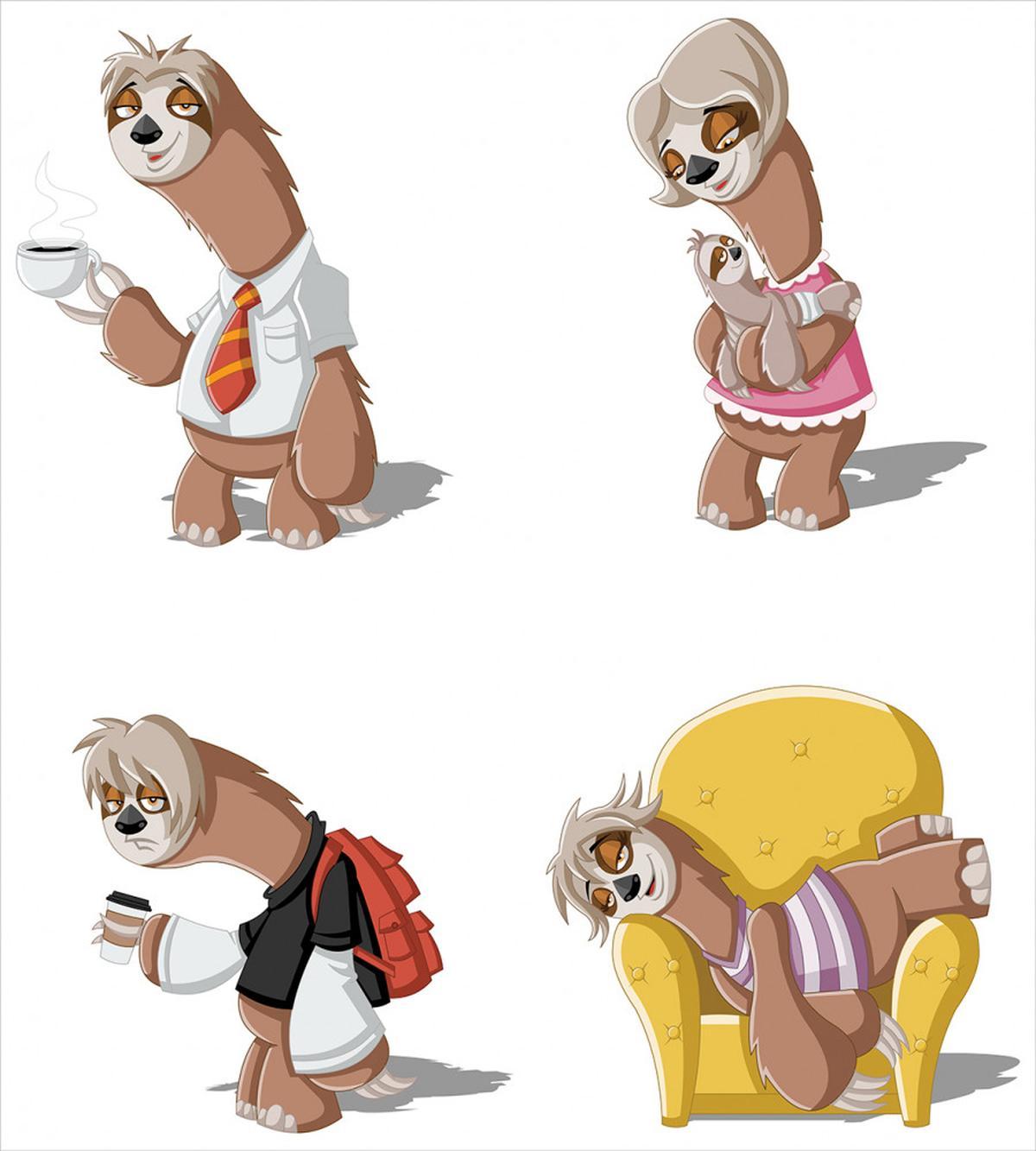Lazy Sloth Family Cartoon — Pattern