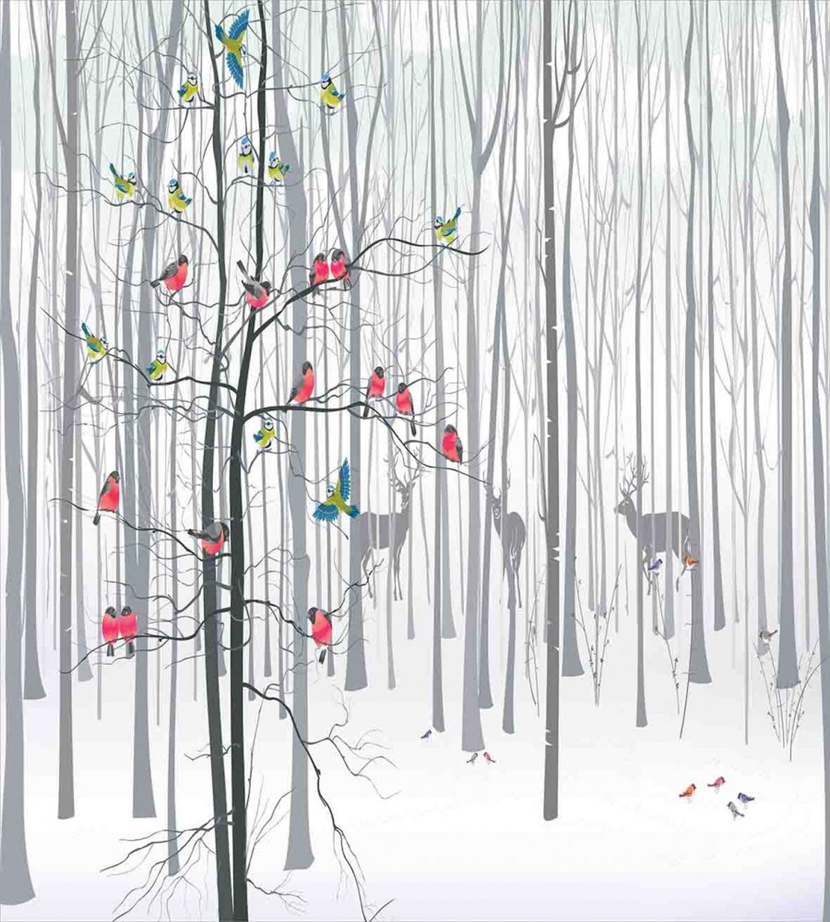 Flock of Birds on Tree — Pattern