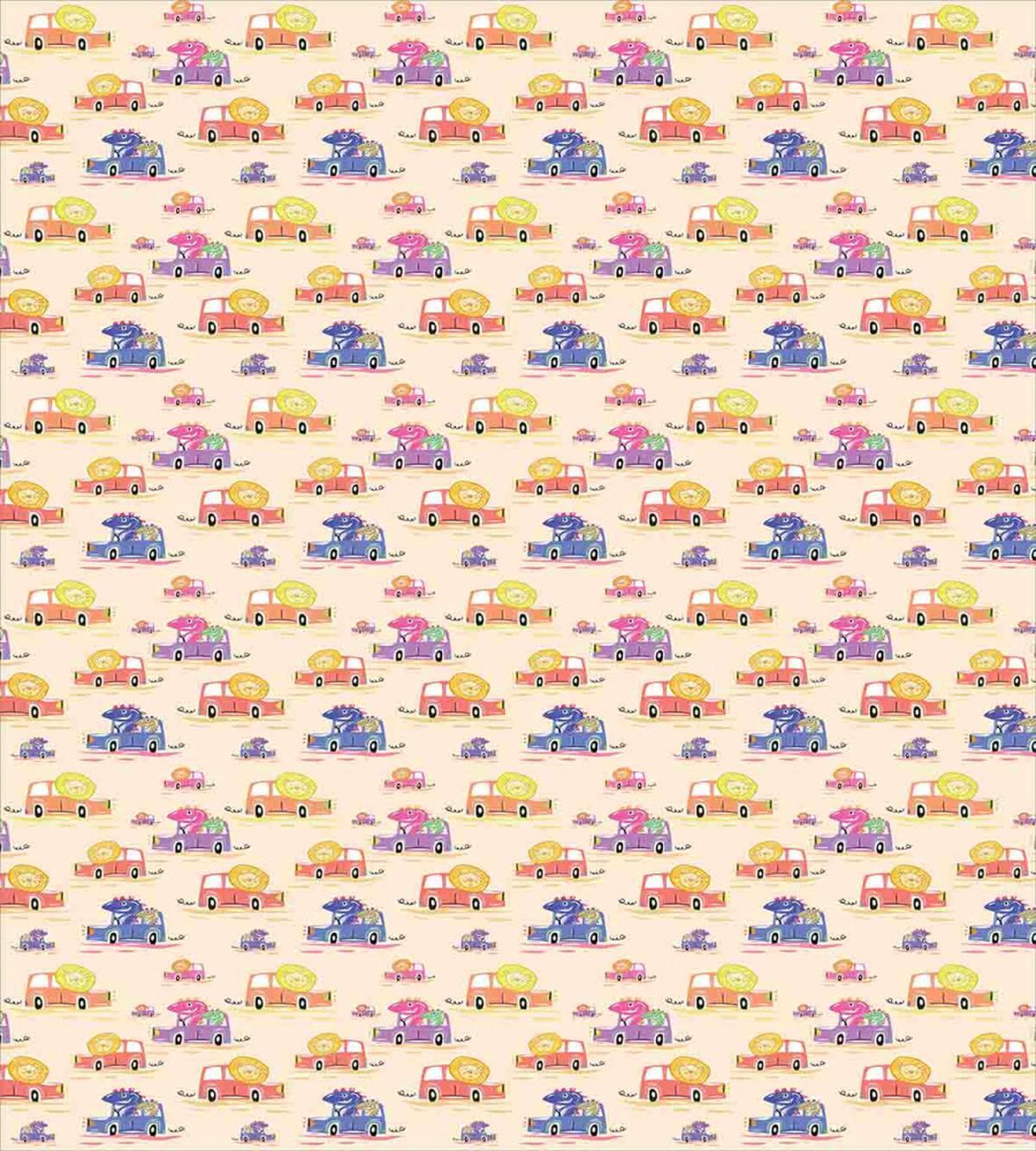 Funny Lions Dinos in Cars — Pattern