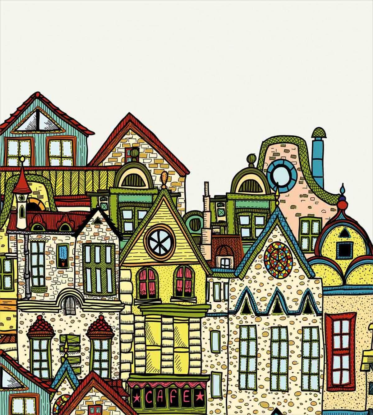 Old Town View Art — Pattern